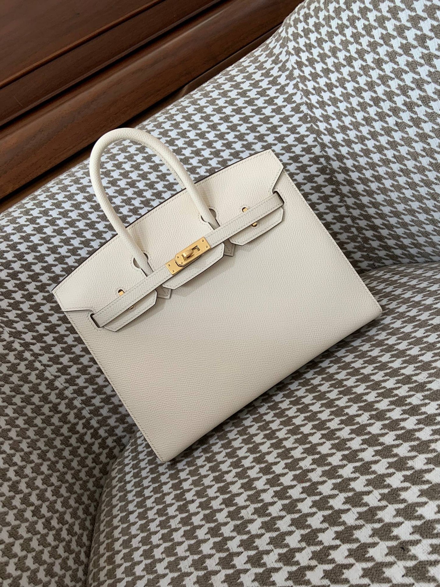 Hermes Sellier Birkin 25cm 12/奶油白/Nata Epsom leather Gold hardware