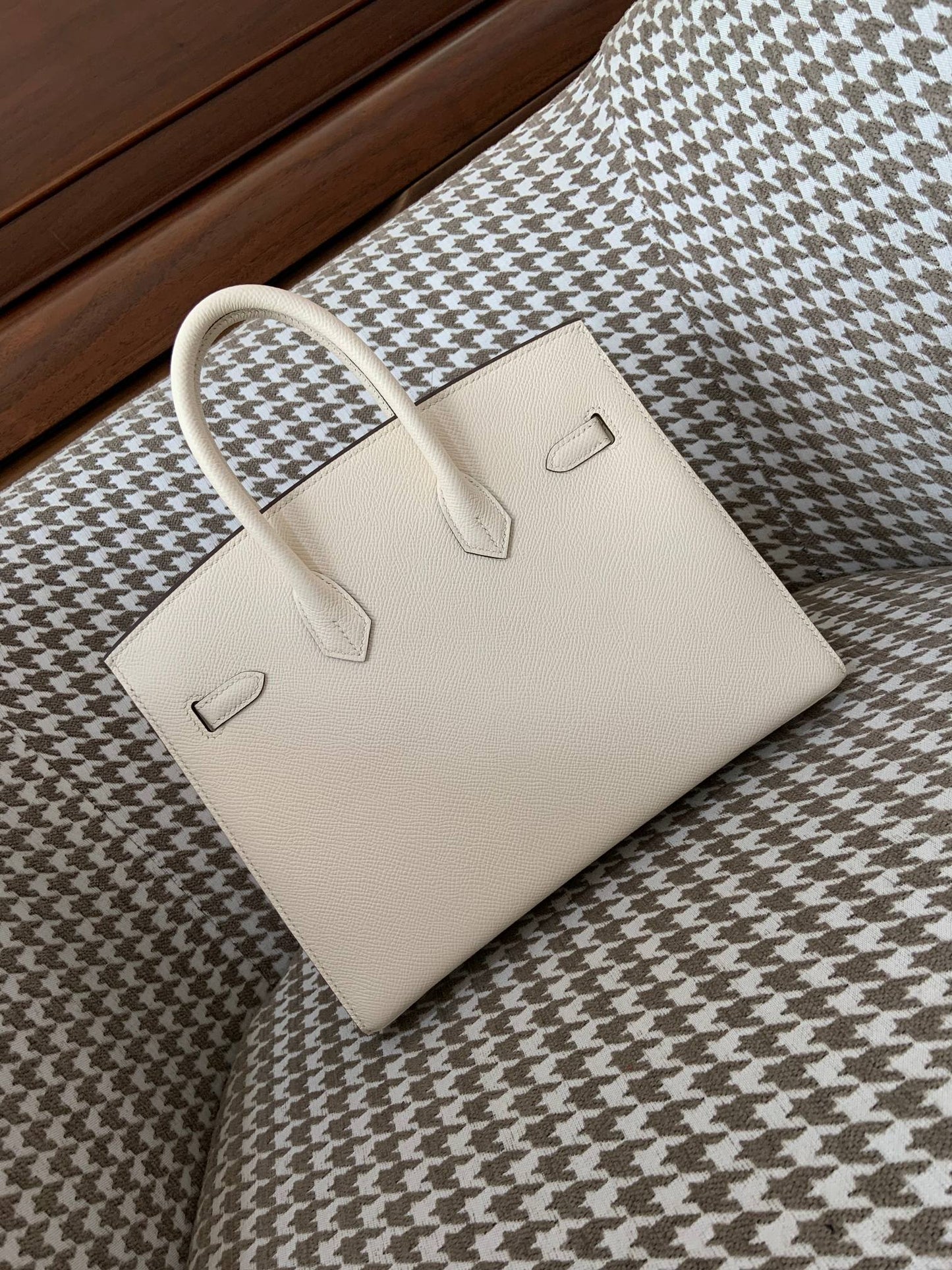 Hermes Sellier Birkin 25cm 12/奶油白/Nata Epsom leather Gold hardware