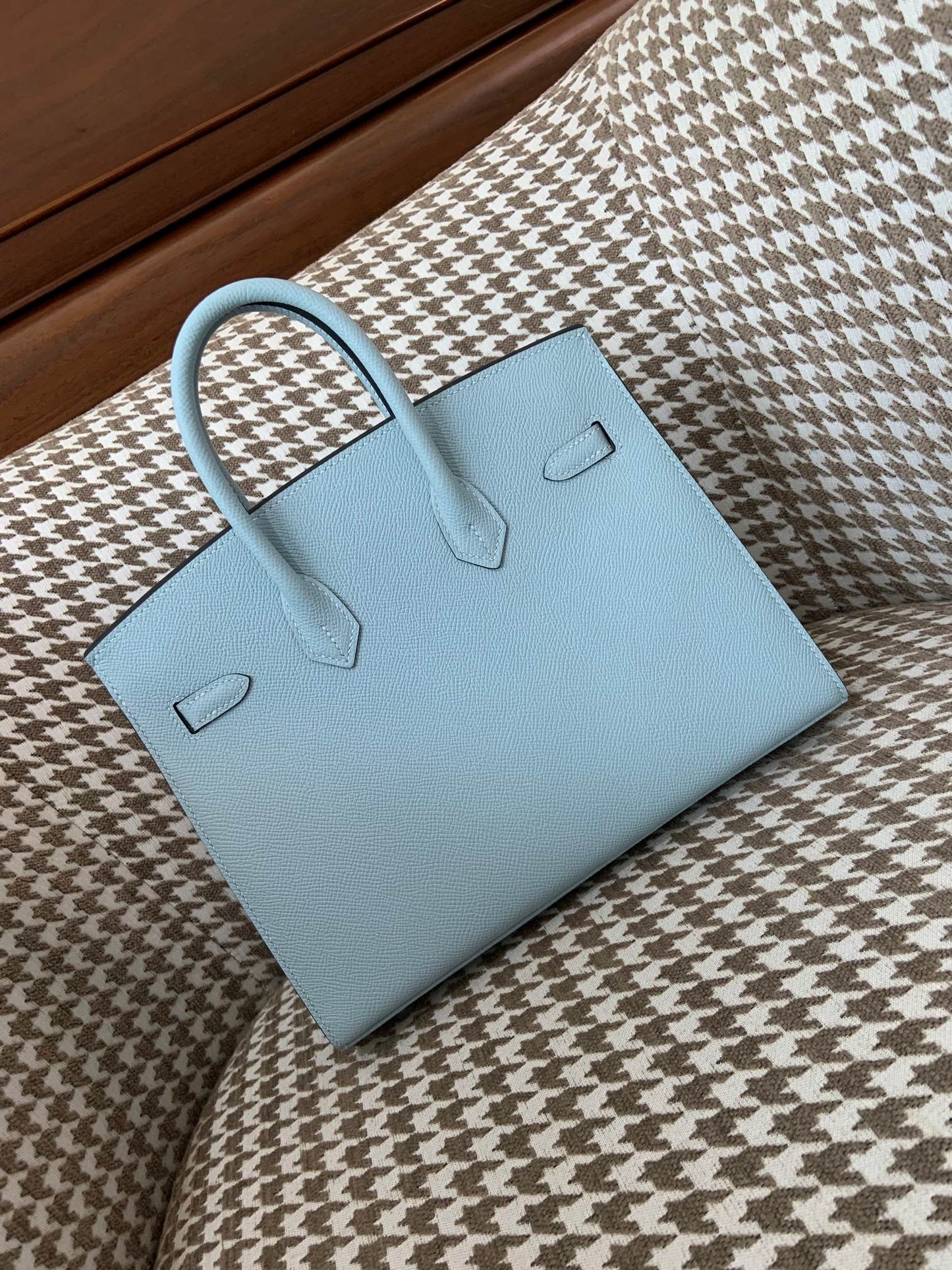 Hermes Sellier Birkin 25cm 10/雾蓝色/Blue brume Epsom leather Palladium hardware