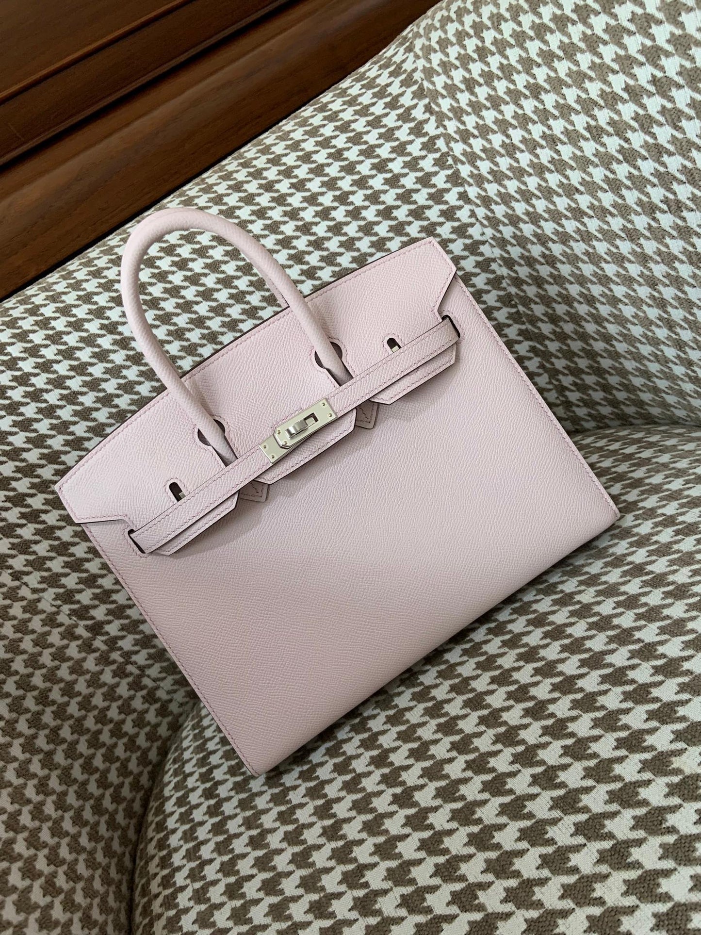 Hermes Sellier Birkin 25cm O9/梦幻紫粉/Mauve pale Epsom leather Palladium hardware
