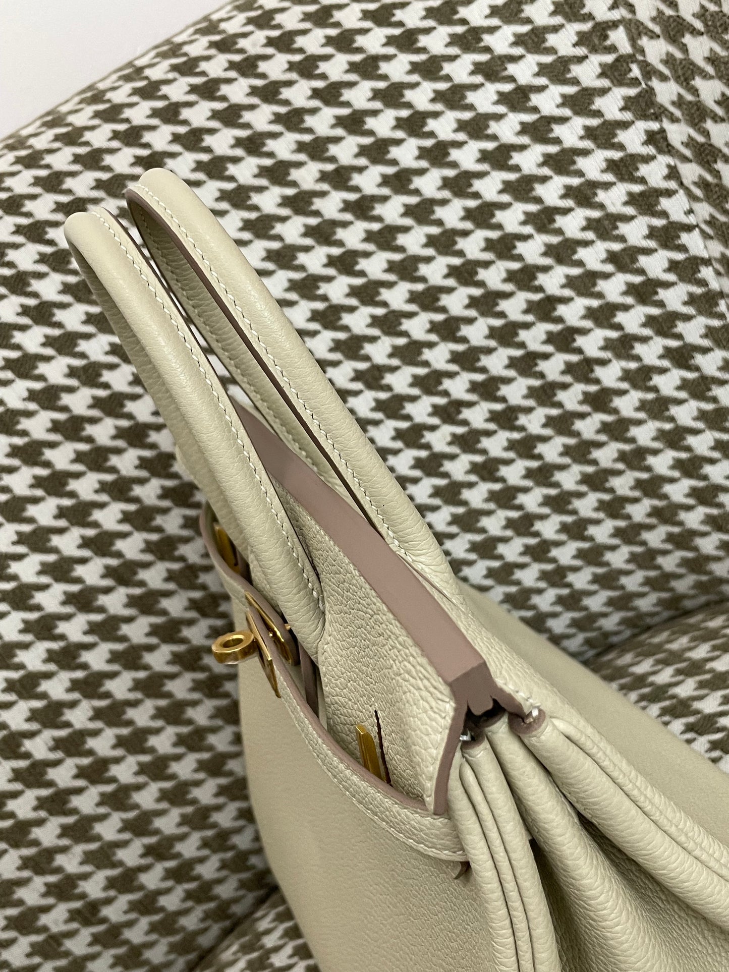 Hermes Birkin 25cm 10/奶昔白/Craier Togo leather Gold hardware