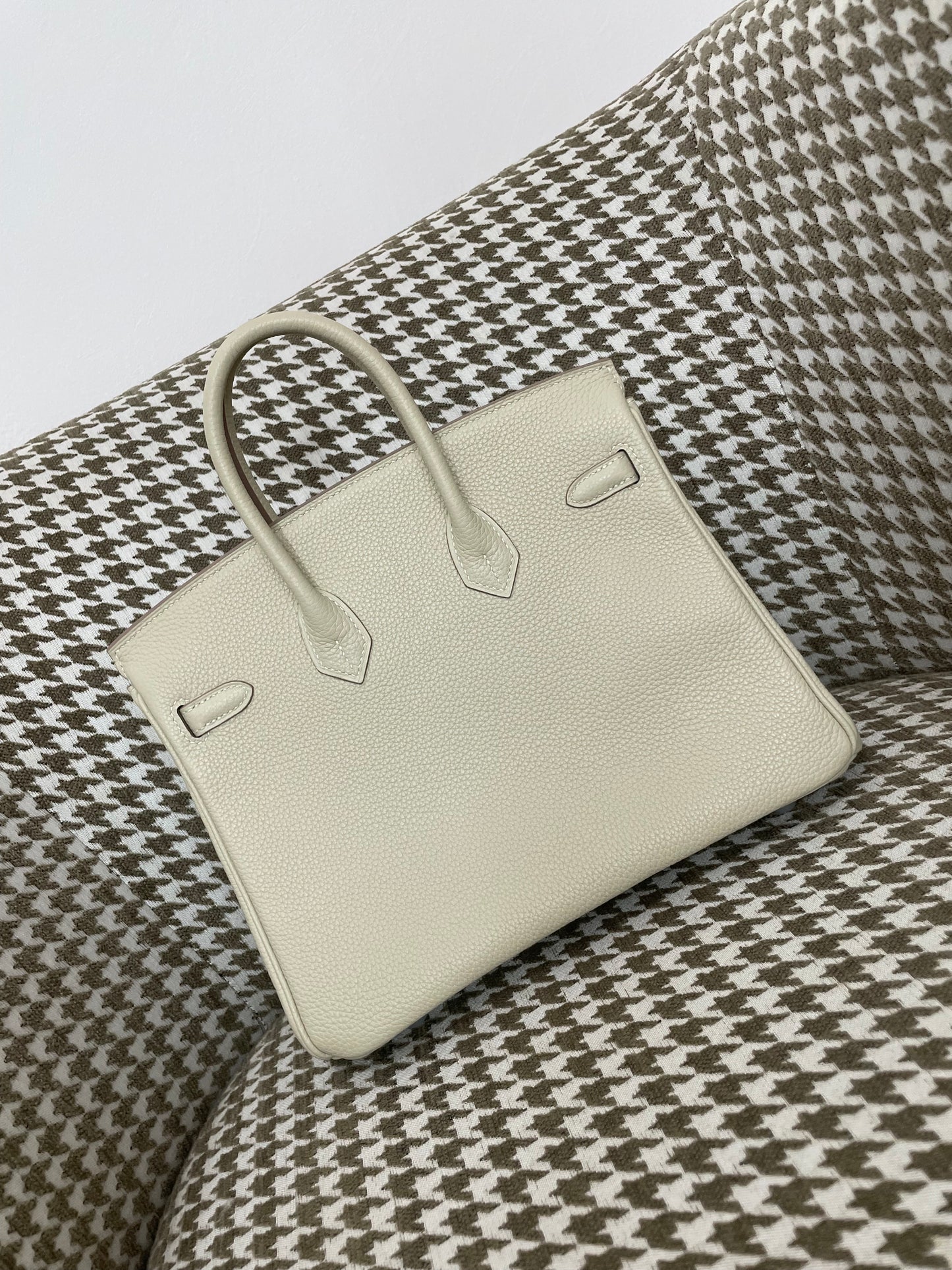 Hermes Birkin 25cm 10/奶昔白/Craier Togo leather Gold hardware