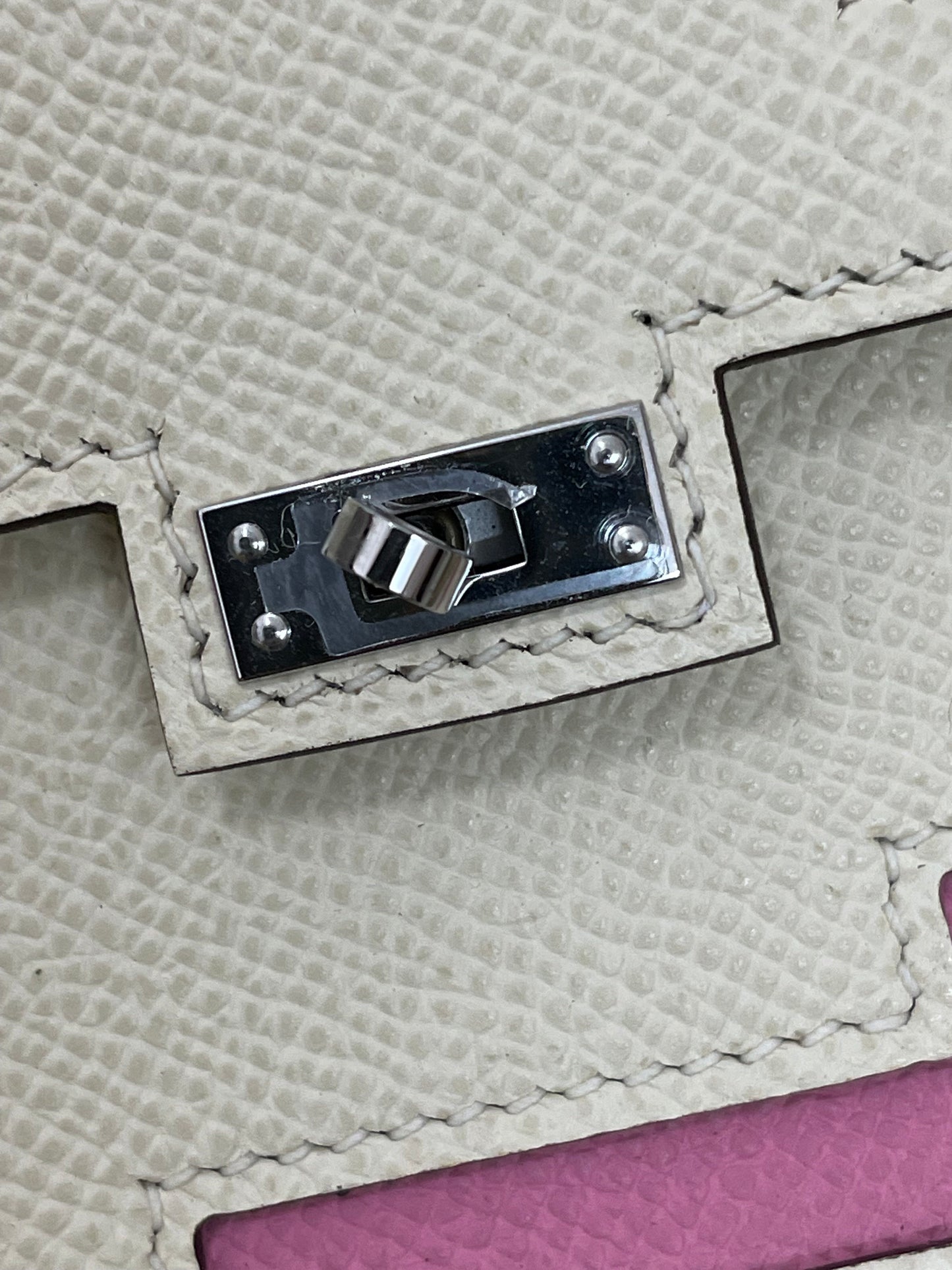 Hermes Kelly Doll 20cm 10/奶昔白/Craier Epsom leather Palladium hardware