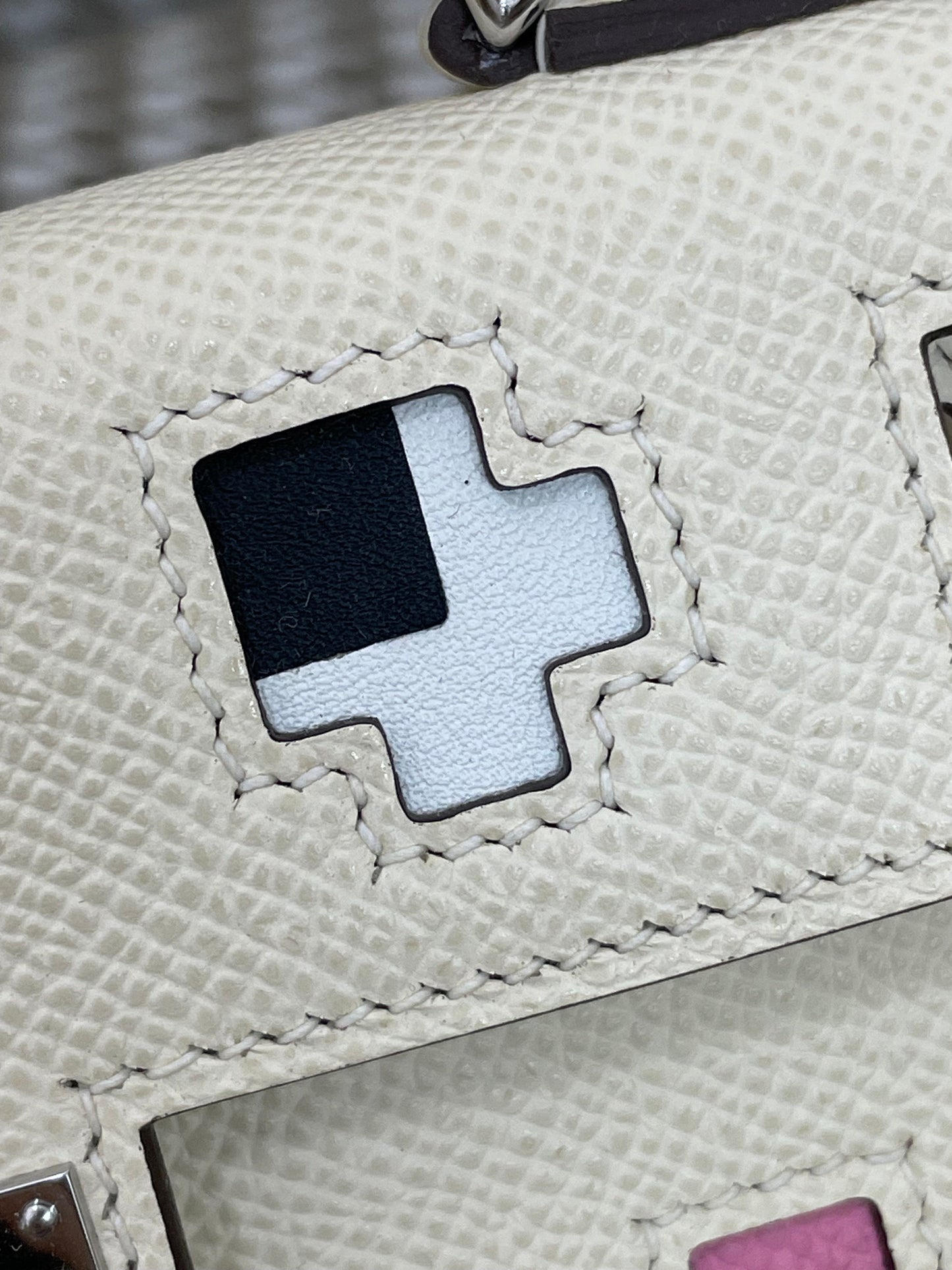 Hermes Kelly Doll 20cm 10/奶昔白/Craier Epsom leather Palladium hardware