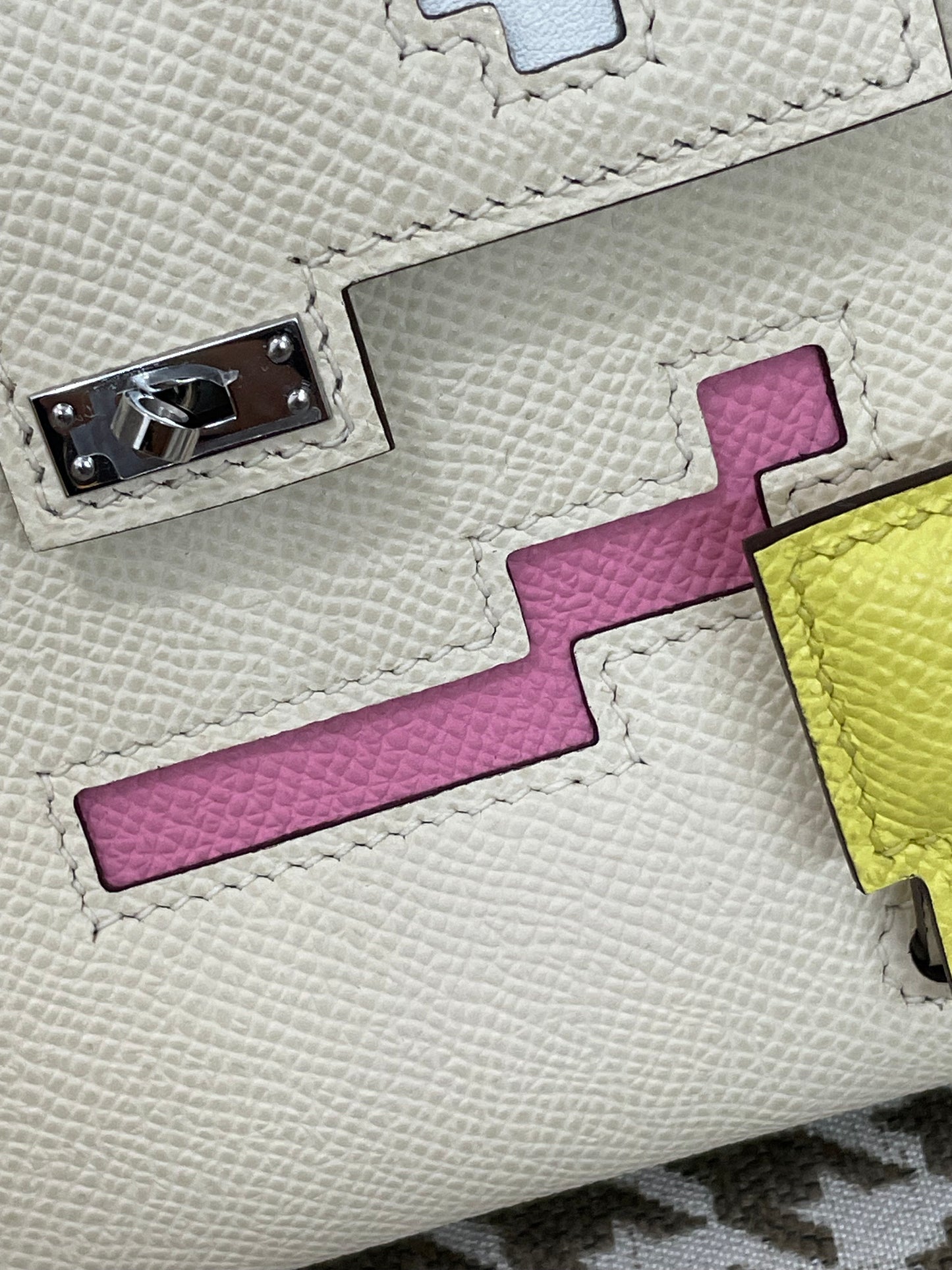 Hermes Kelly Doll 20cm 10/奶昔白/Craier Epsom leather Palladium hardware