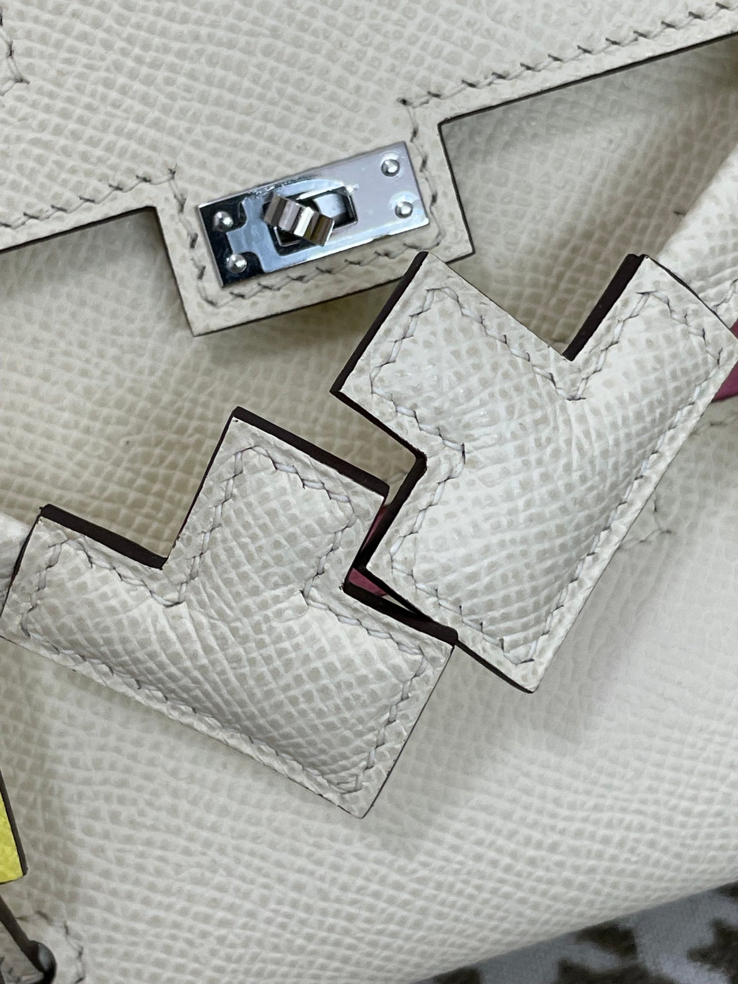 Hermes Kelly Doll 20cm 10/奶昔白/Craier Epsom leather Palladium hardware