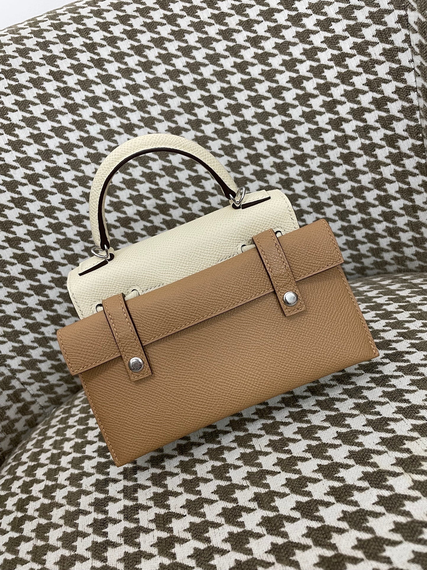 Hermes Kelly Doll 20cm 10/奶昔白/Craier Epsom leather Palladium hardware