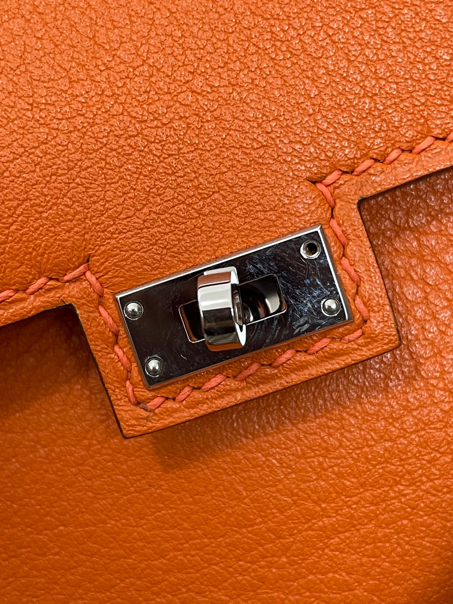 Hermes Kelly Doll 20cm 93/橙色/Orange Swift leather Palladium hardware