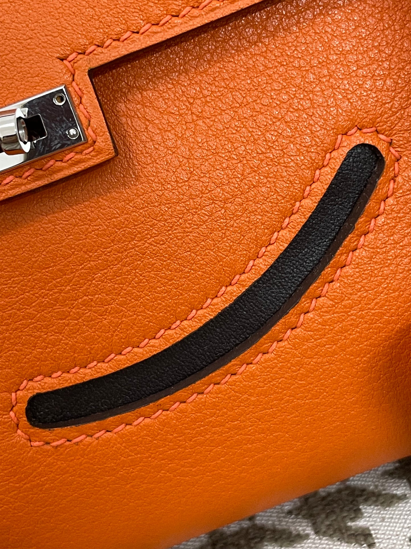 Hermes Kelly Doll 20cm 93/橙色/Orange Swift leather Palladium hardware