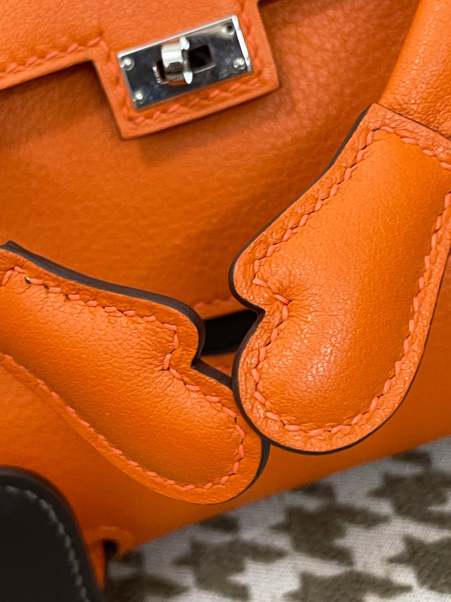 Hermes Kelly Doll 20cm 93/橙色/Orange Swift leather Palladium hardware