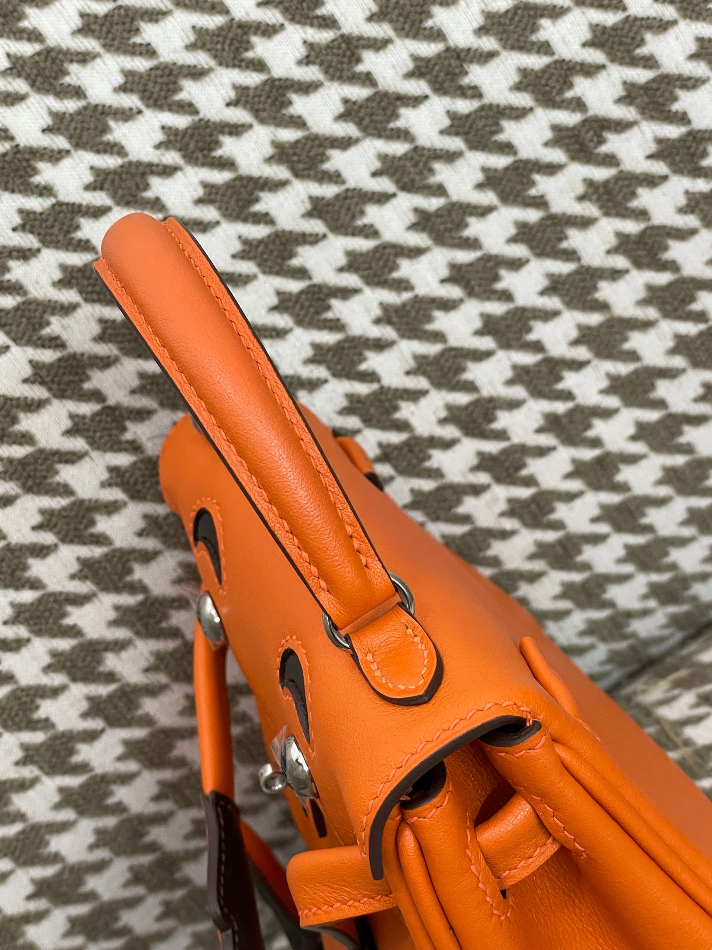 Hermes Kelly Doll 20cm 93/橙色/Orange Swift leather Palladium hardware