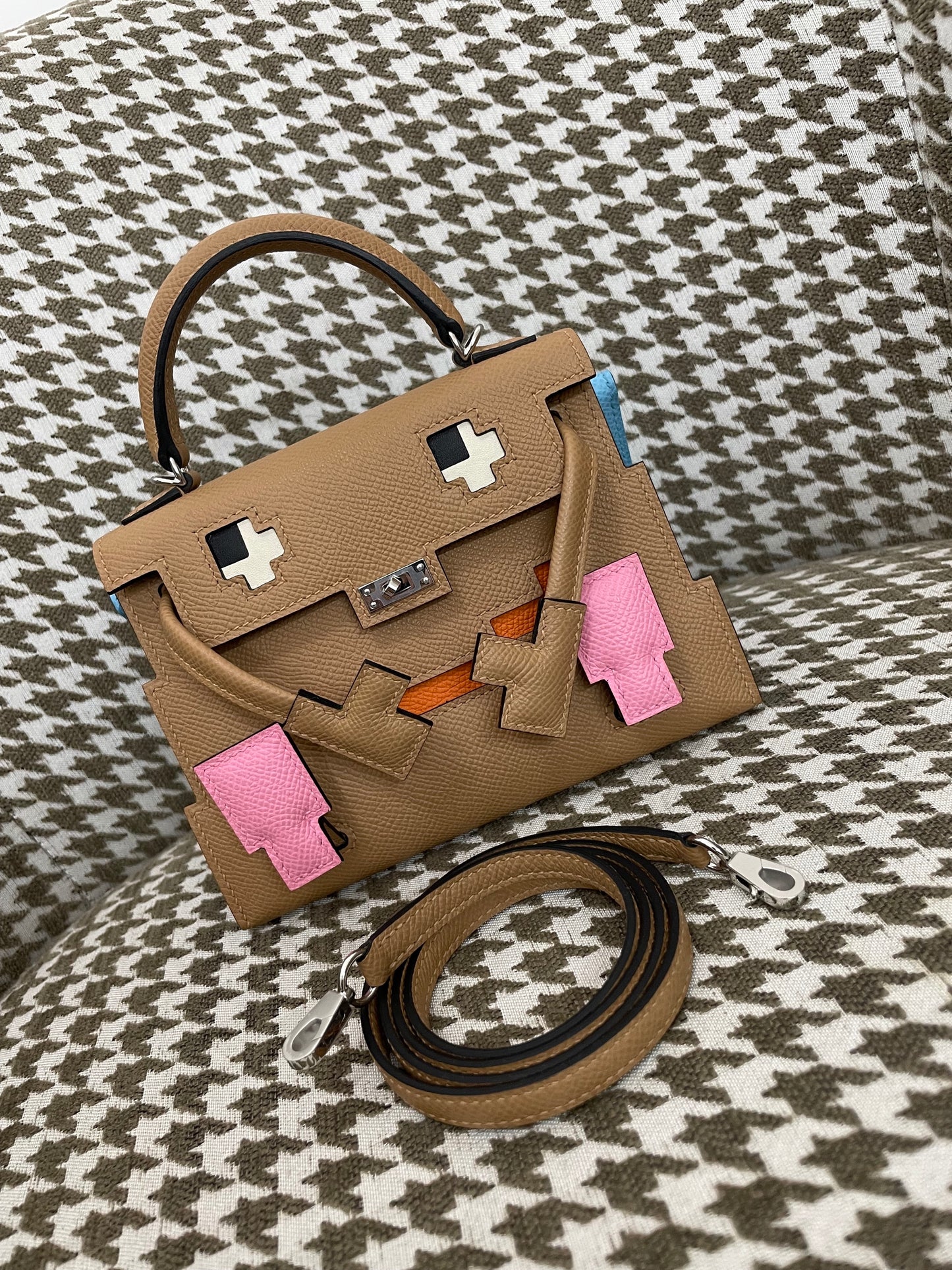 Hermes Kelly Doll 20cm 0M/奶茶色/Chai Epsom leather Palladium hardware