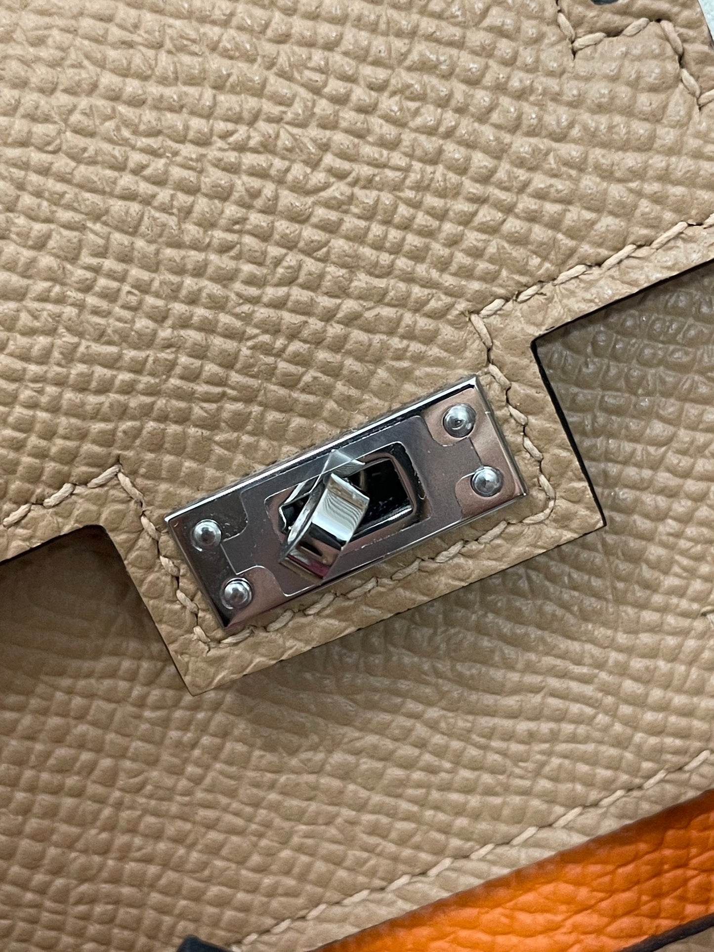 Hermes Kelly Doll 20cm 0M/奶茶色/Chai Epsom leather Palladium hardware