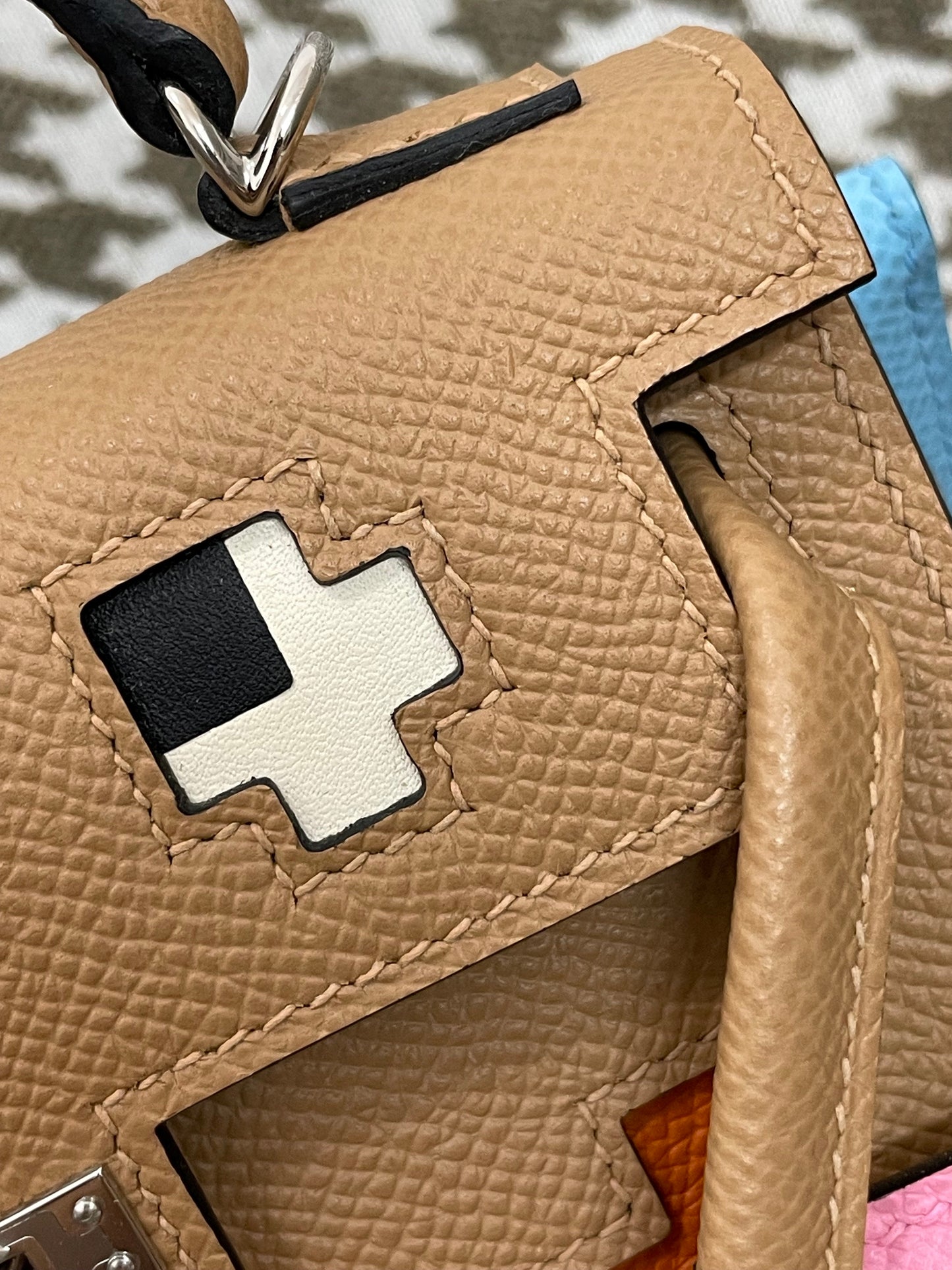 Hermes Kelly Doll 20cm 0M/奶茶色/Chai Epsom leather Palladium hardware