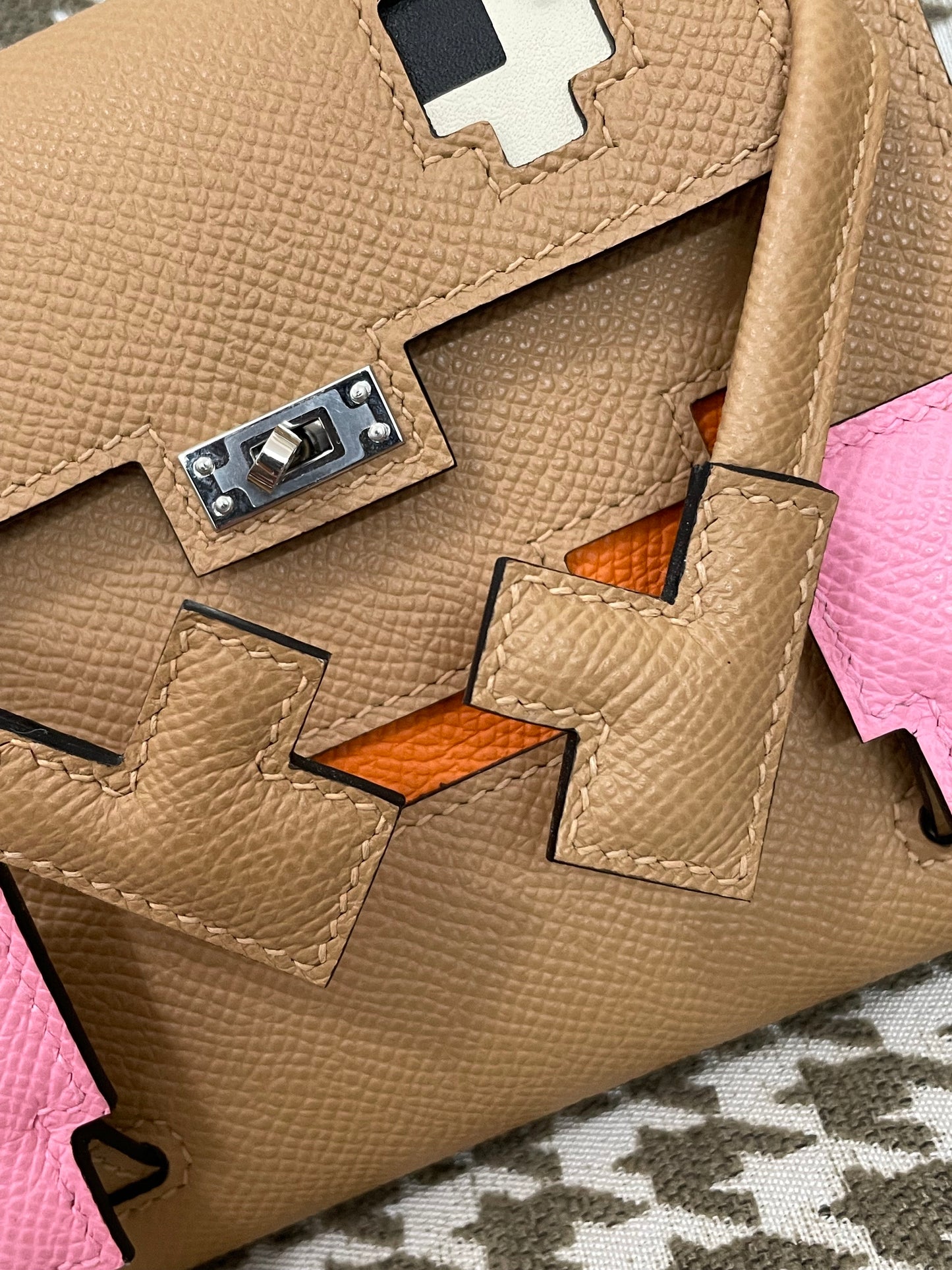 Hermes Kelly Doll 20cm 0M/奶茶色/Chai Epsom leather Palladium hardware