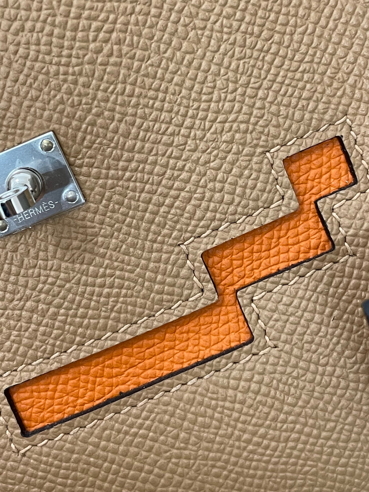 Hermes Kelly Doll 20cm 0M/奶茶色/Chai Epsom leather Palladium hardware