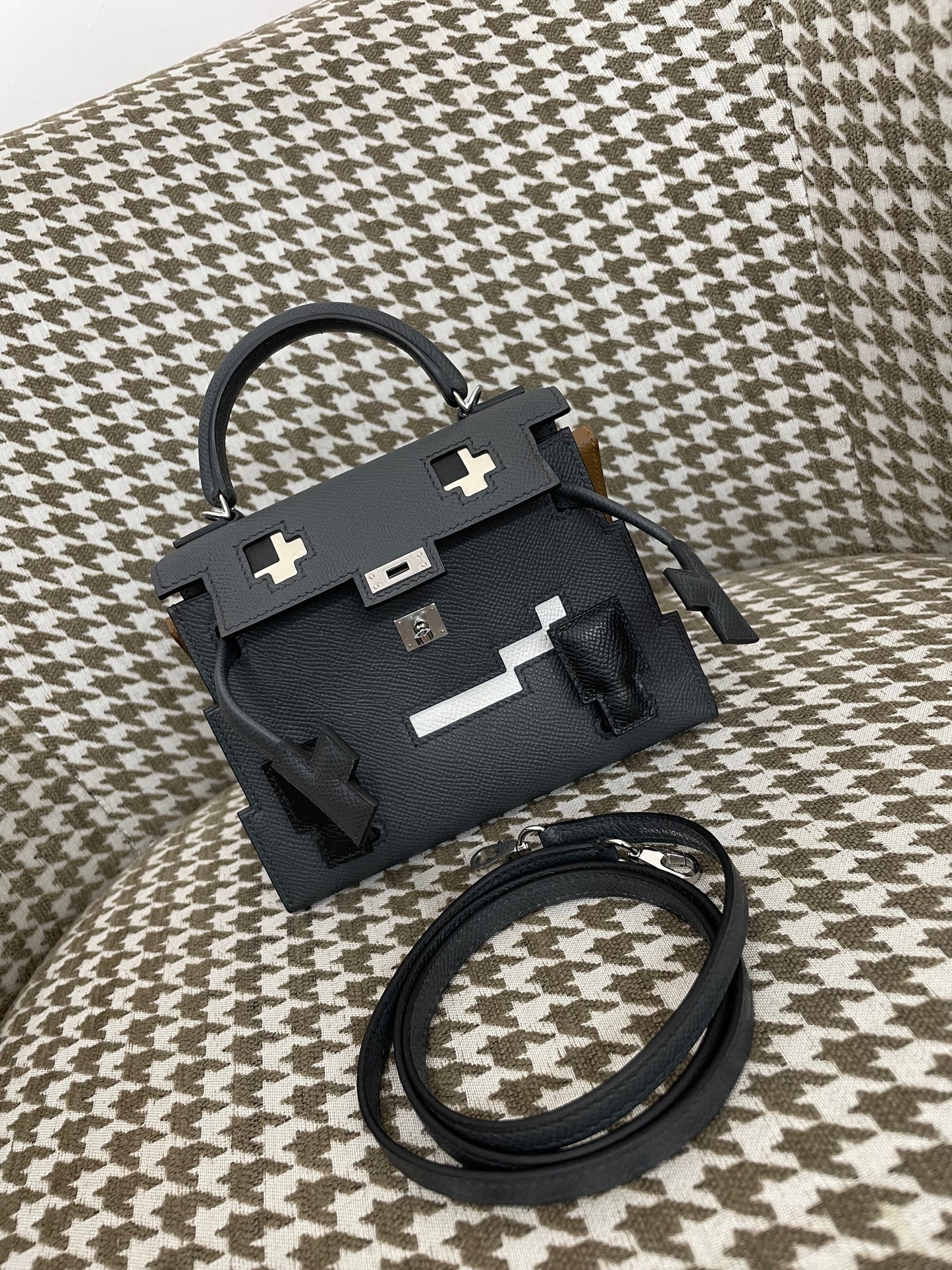Hermes Kelly Doll 20cm 88/石墨灰/Graphite Epsom leather Palladium hardware