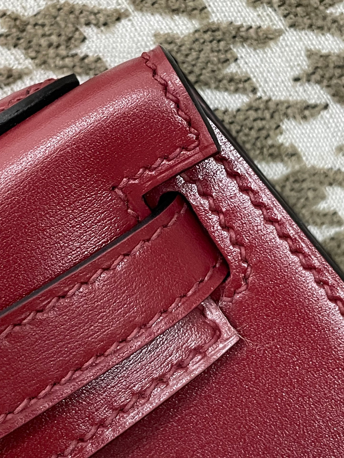 Hermes Mini Kelly 19cm 55/爱马仕红/Rouge H Box leather Palladium hardware