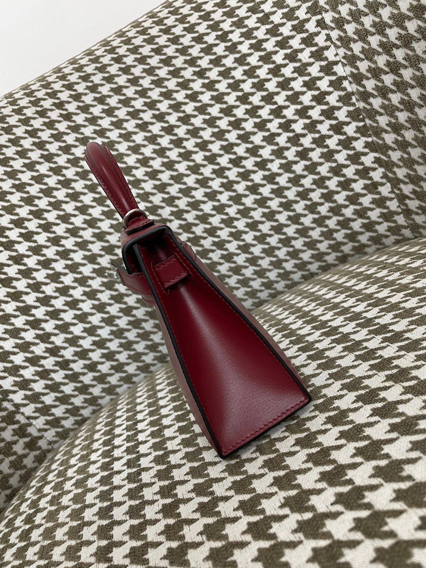 Hermes Mini Kelly 19cm 55/爱马仕红/Rouge H Box leather Palladium hardware