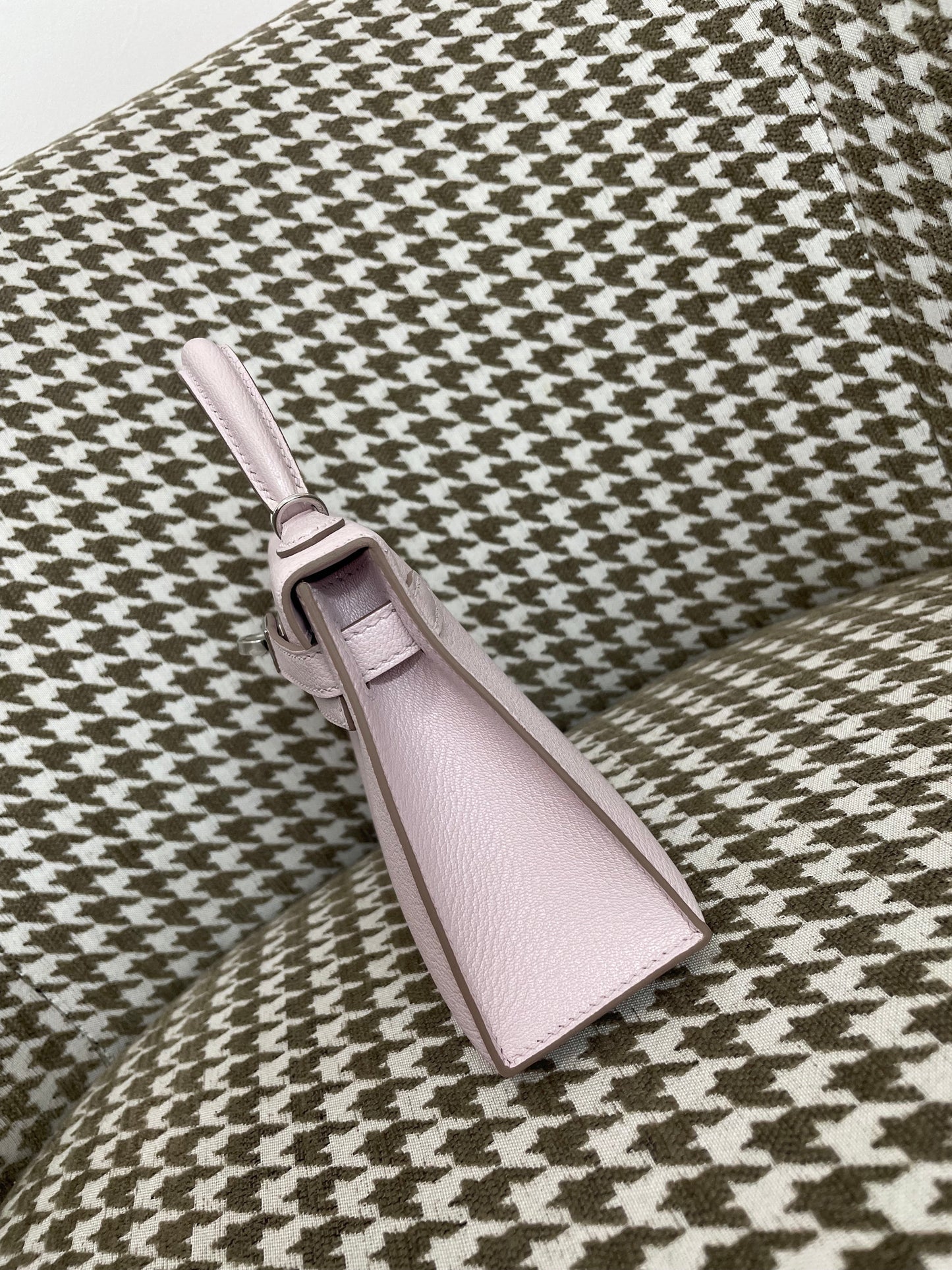 Hermes Mini Kelly 19cm O9/梦幻紫粉/Mauve pale Chevre Mysore leather Palladium hardware