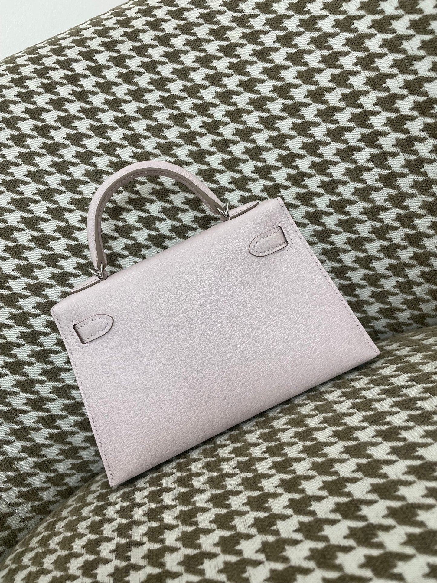 Hermes Mini Kelly 19cm O9/梦幻紫粉/Mauve pale Chevre Mysore leather Palladium hardware