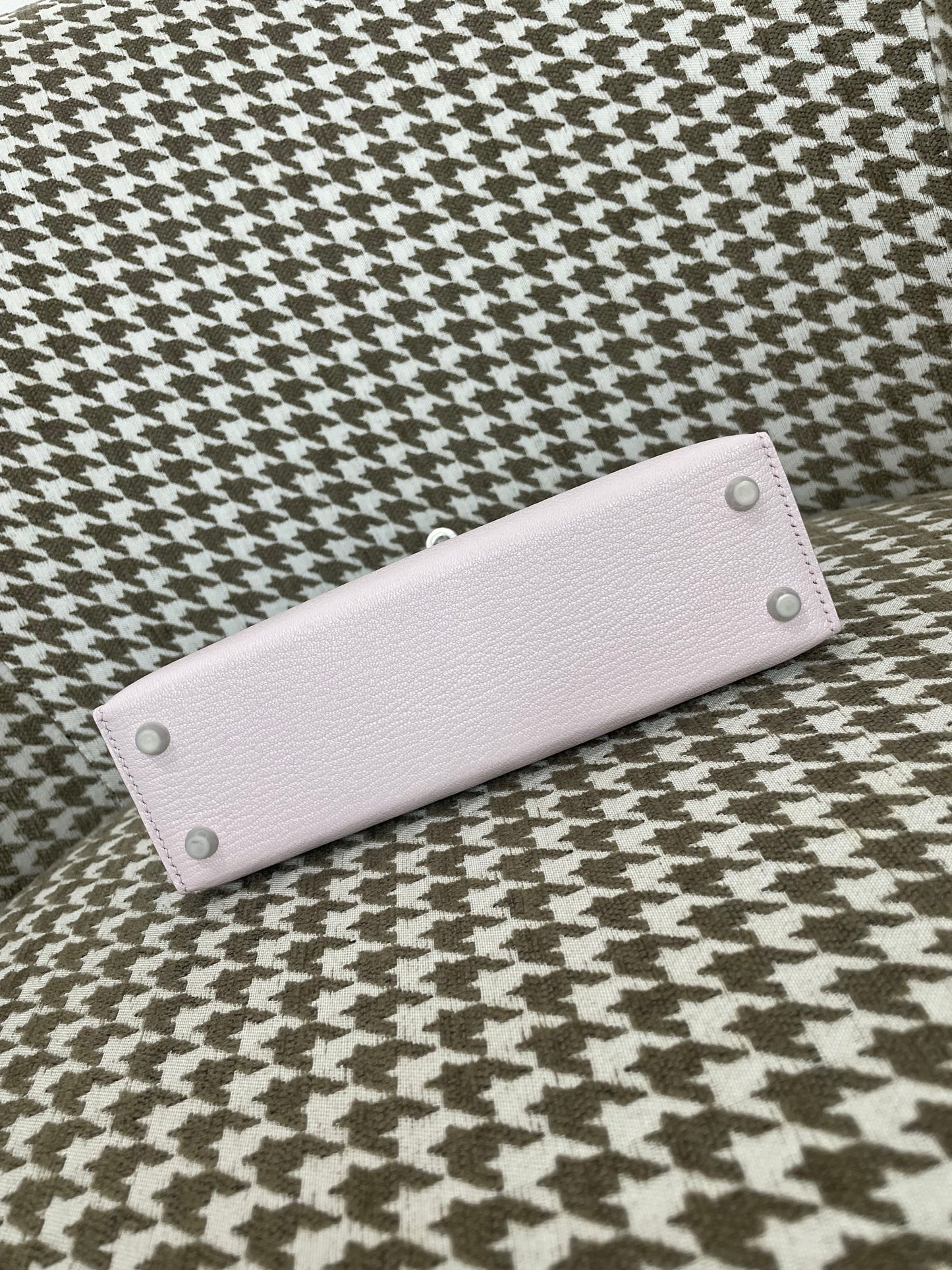 Hermes Mini Kelly 19cm O9/梦幻紫粉/Mauve pale Chevre Mysore leather Palladium hardware