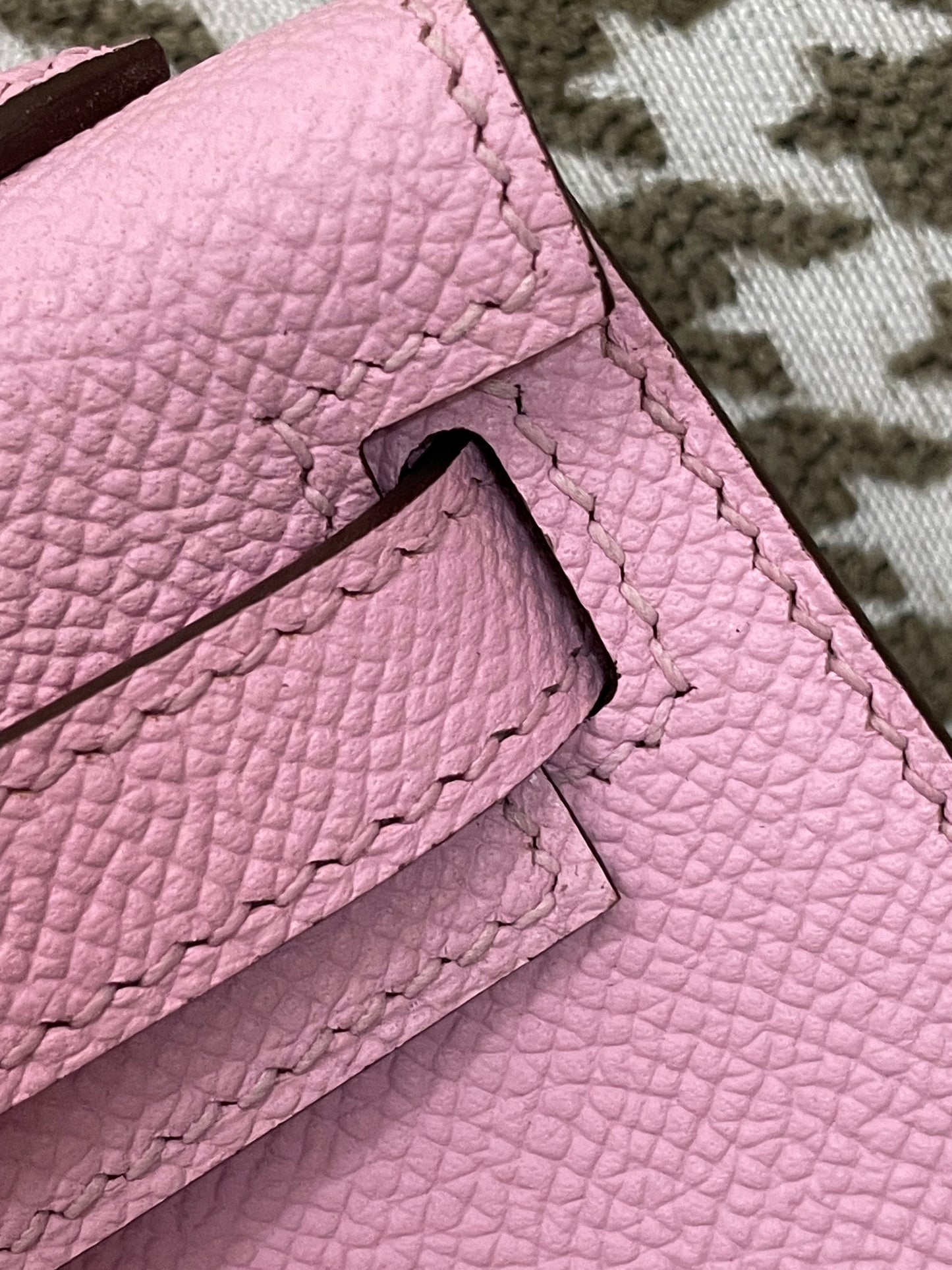 Hermes Mini Kelly 19cm X9/锦葵紫/Mauve Sylvestre Epsom leather Palladium hardware