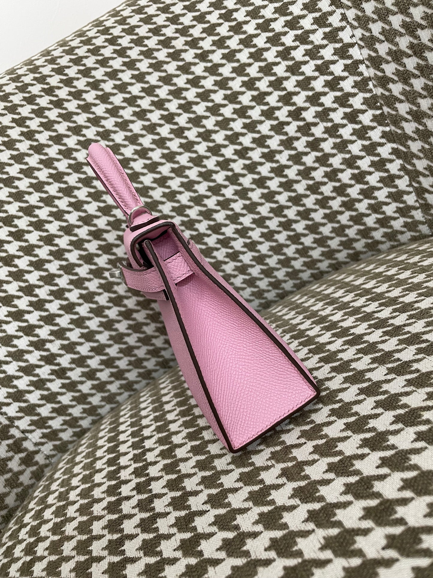 Hermes Mini Kelly 19cm X9/锦葵紫/Mauve Sylvestre Epsom leather Palladium hardware
