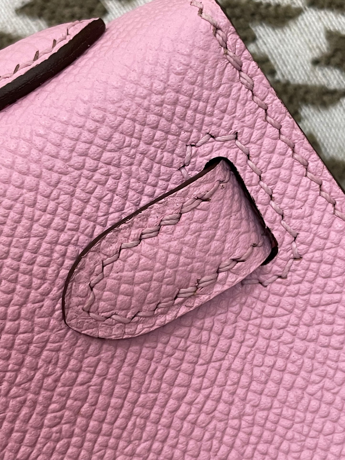 Hermes Mini Kelly 19cm X9/锦葵紫/Mauve Sylvestre Epsom leather Palladium hardware