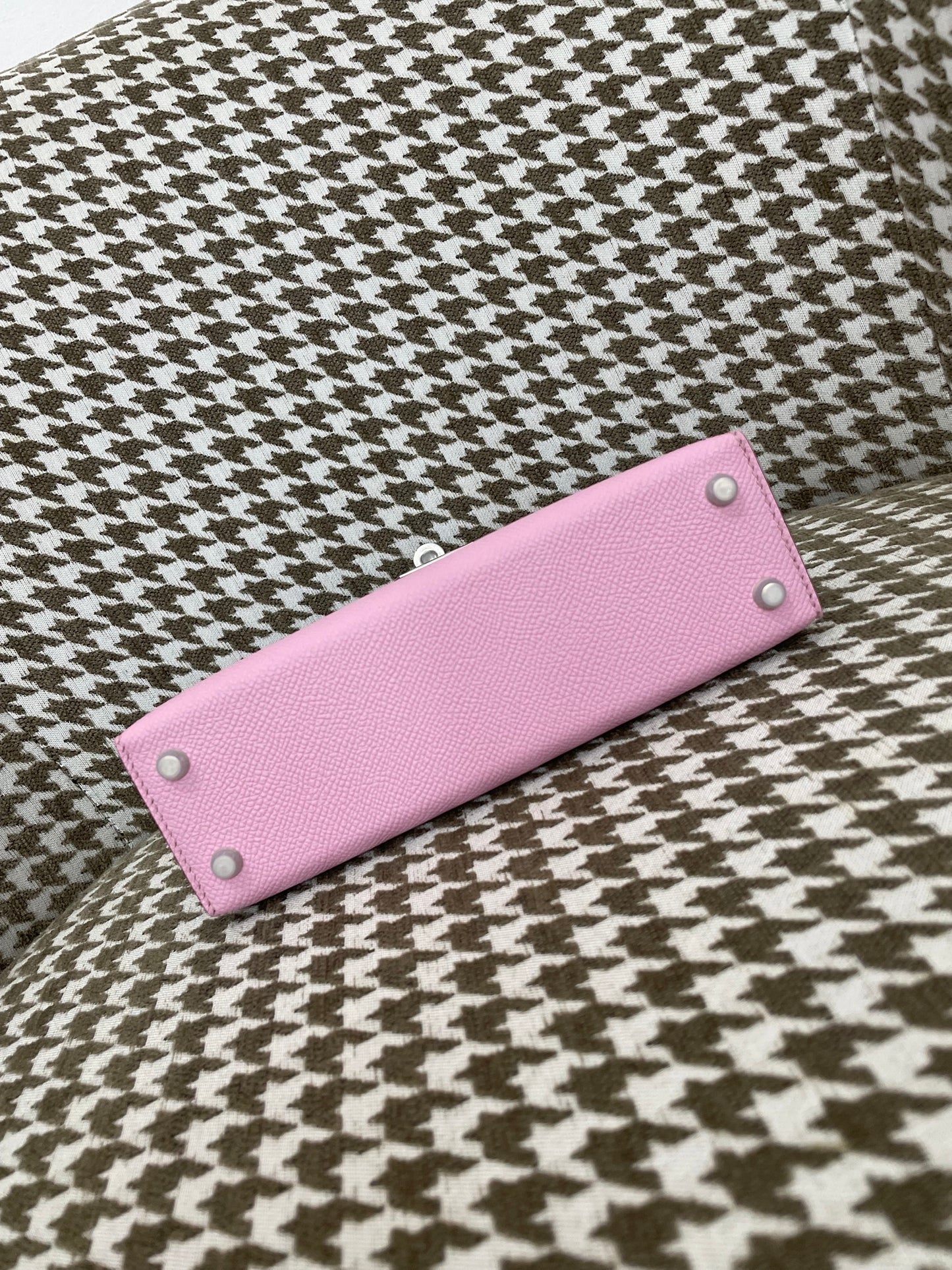 Hermes Mini Kelly 19cm X9/锦葵紫/Mauve Sylvestre Epsom leather Palladium hardware