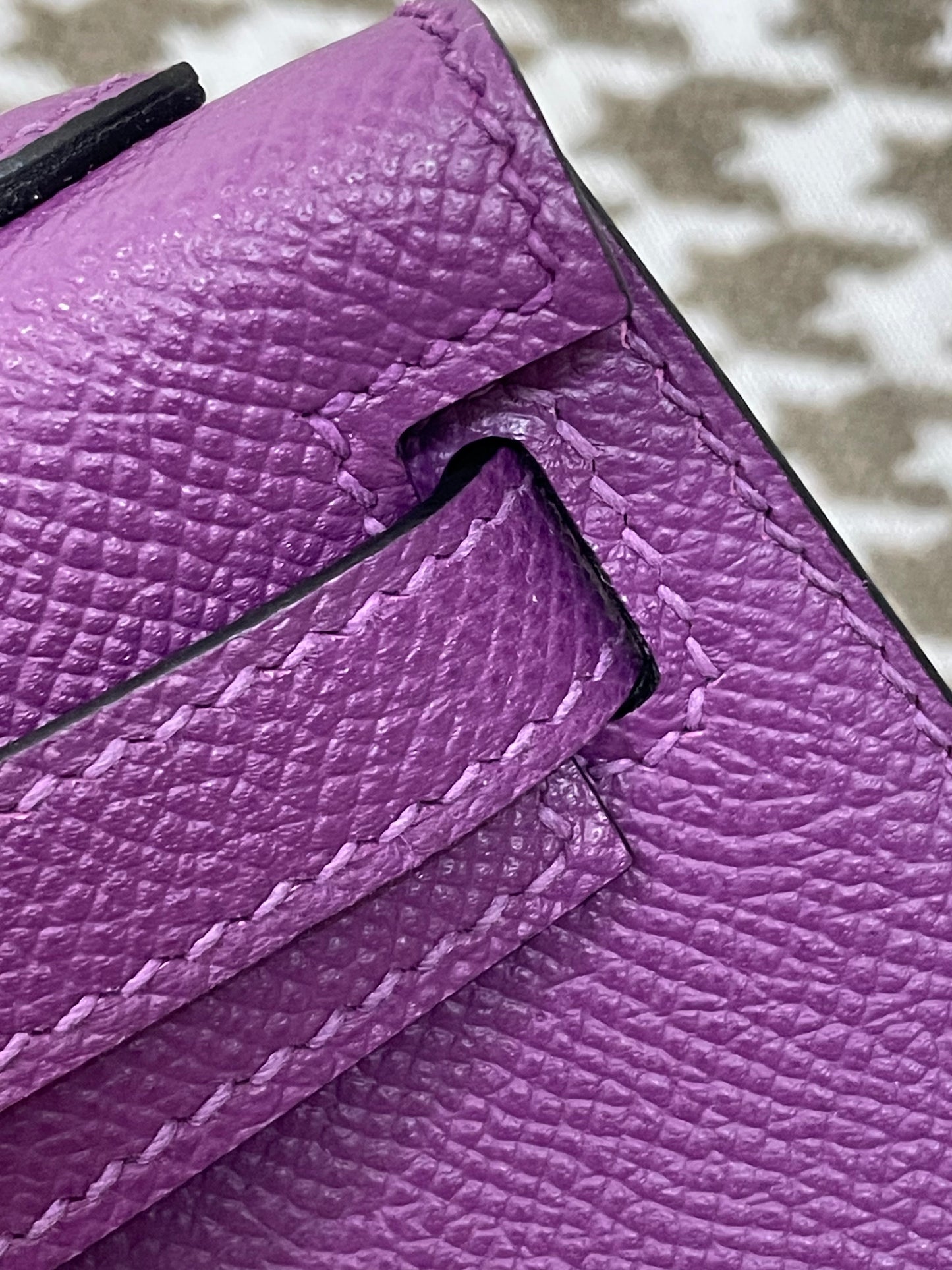 Hermes Mini Kelly 19cm P9/海葵紫/Anemone Epsom leather Palladium hardware