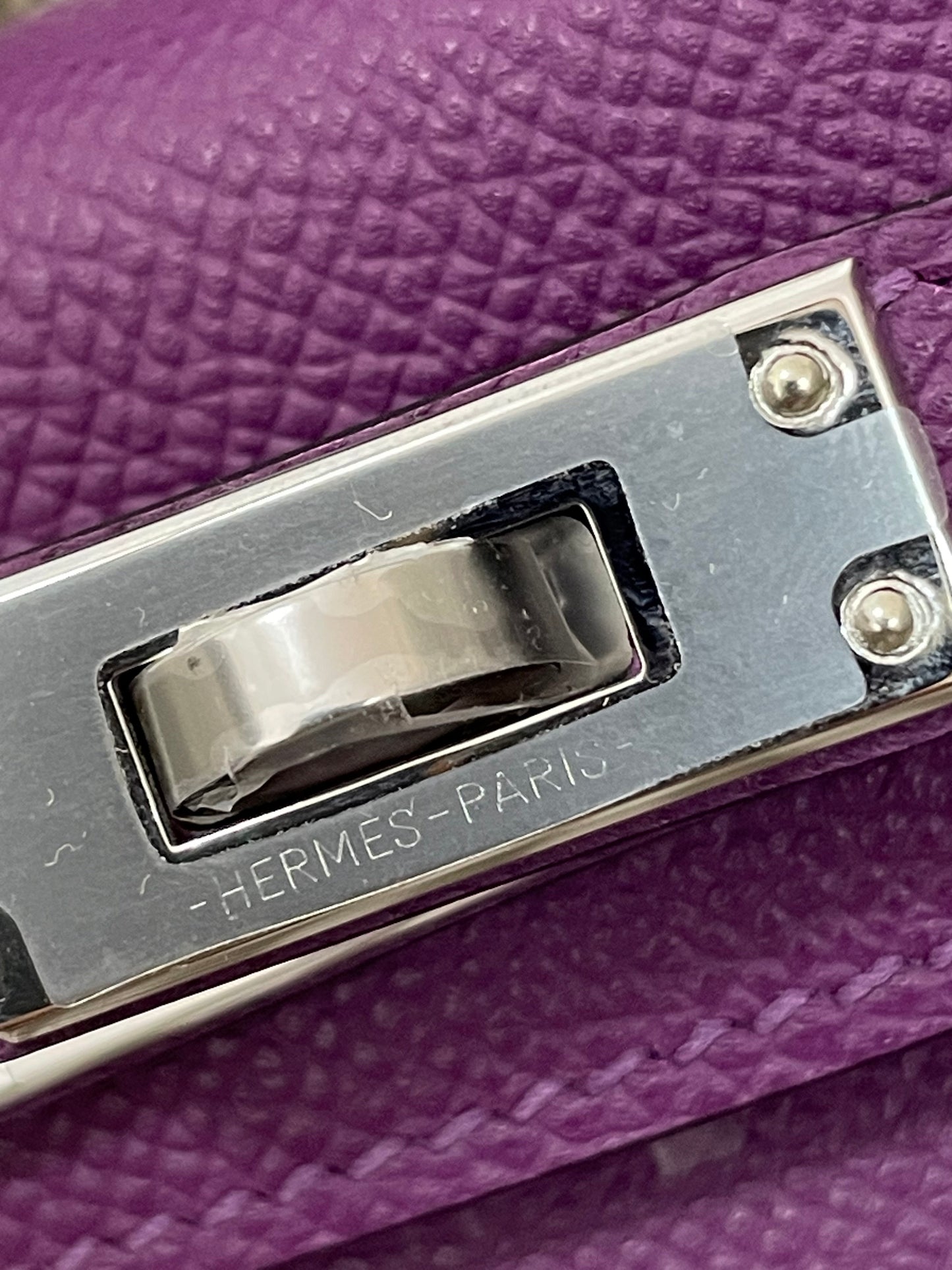 Hermes Mini Kelly 19cm P9/海葵紫/Anemone Epsom leather Palladium hardware