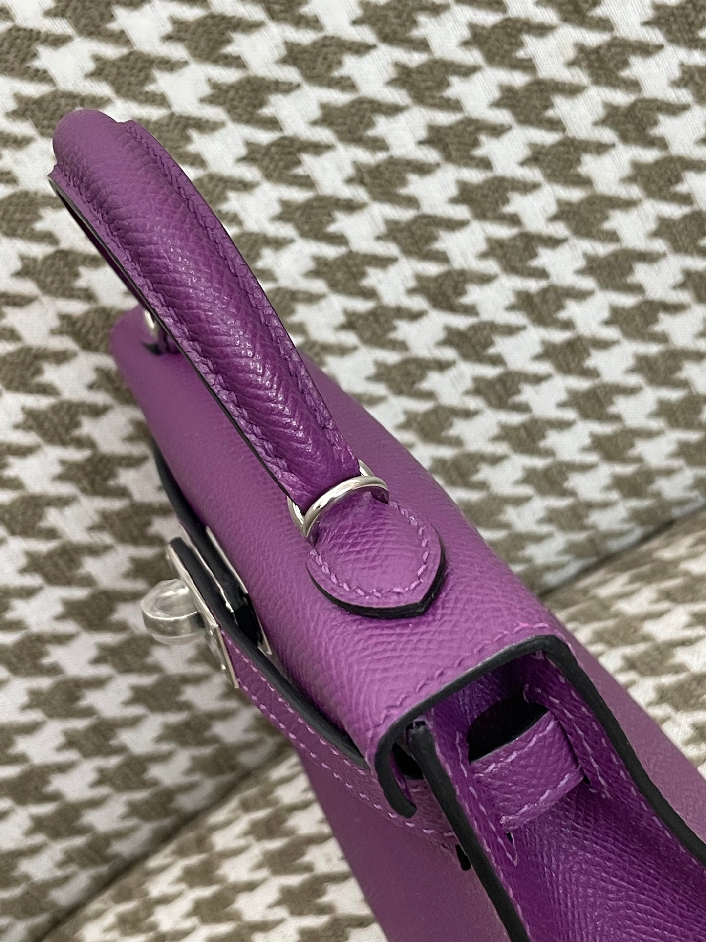 Hermes Mini Kelly 19cm P9/海葵紫/Anemone Epsom leather Palladium hardware
