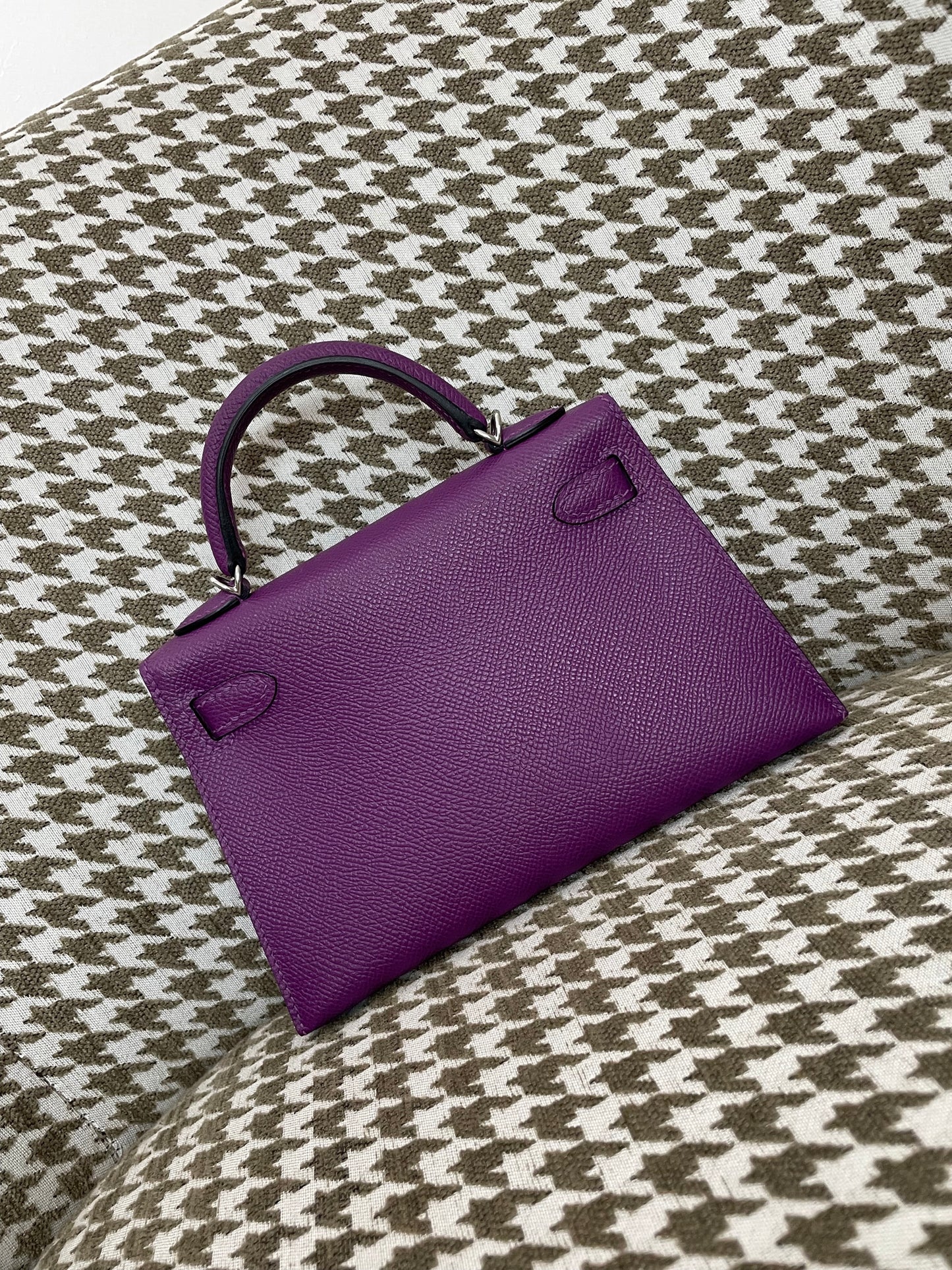 Hermes Mini Kelly 19cm P9/海葵紫/Anemone Epsom leather Palladium hardware