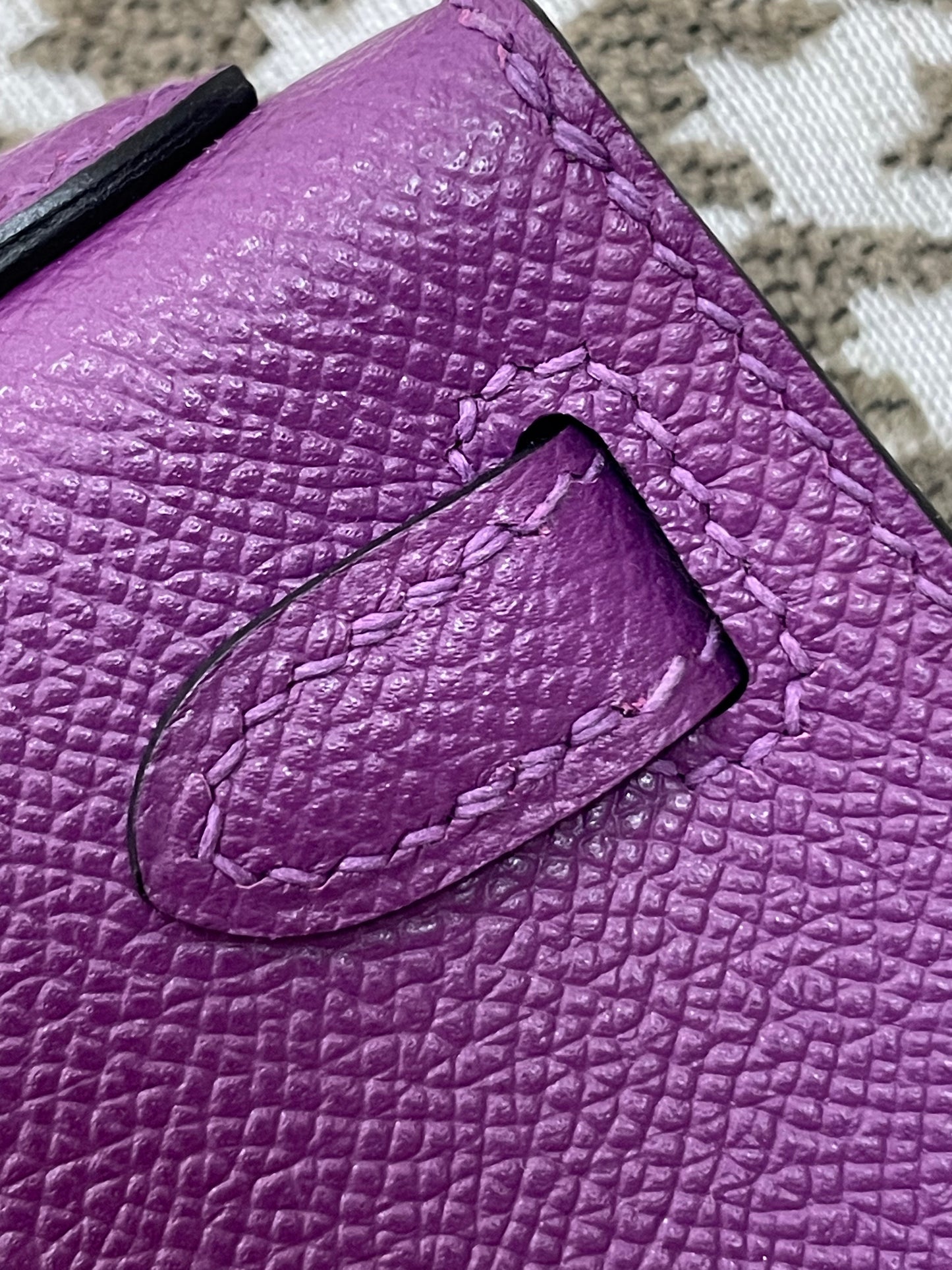 Hermes Mini Kelly 19cm P9/海葵紫/Anemone Epsom leather Palladium hardware