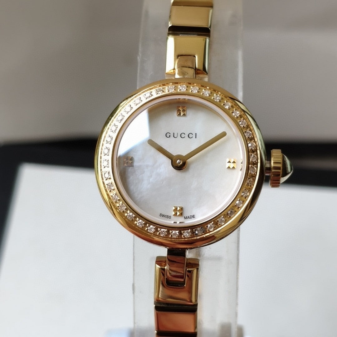 Gucci watch 真钻石英女表，原装瑞士机芯，蓝宝石玻璃，表径22mm，316L精钢表带