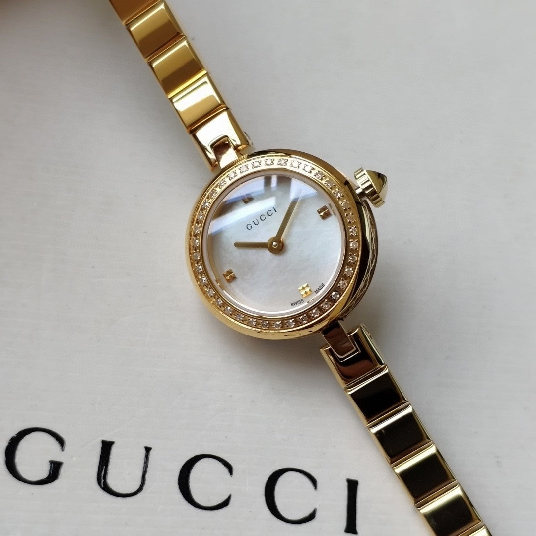 Gucci watch 真钻石英女表，原装瑞士机芯，蓝宝石玻璃，表径22mm，316L精钢表带