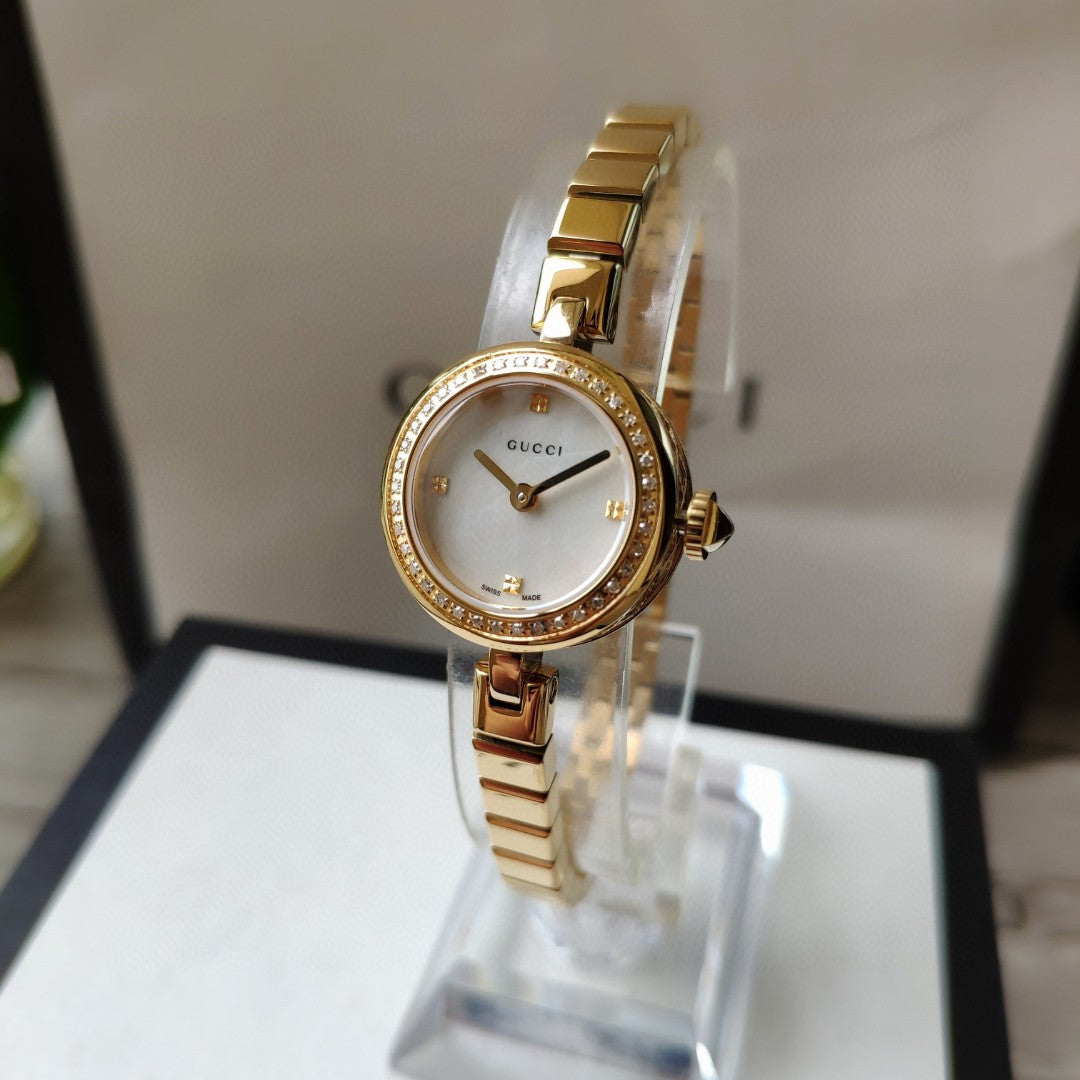 Gucci watch 真钻石英女表，原装瑞士机芯，蓝宝石玻璃，表径22mm，316L精钢表带