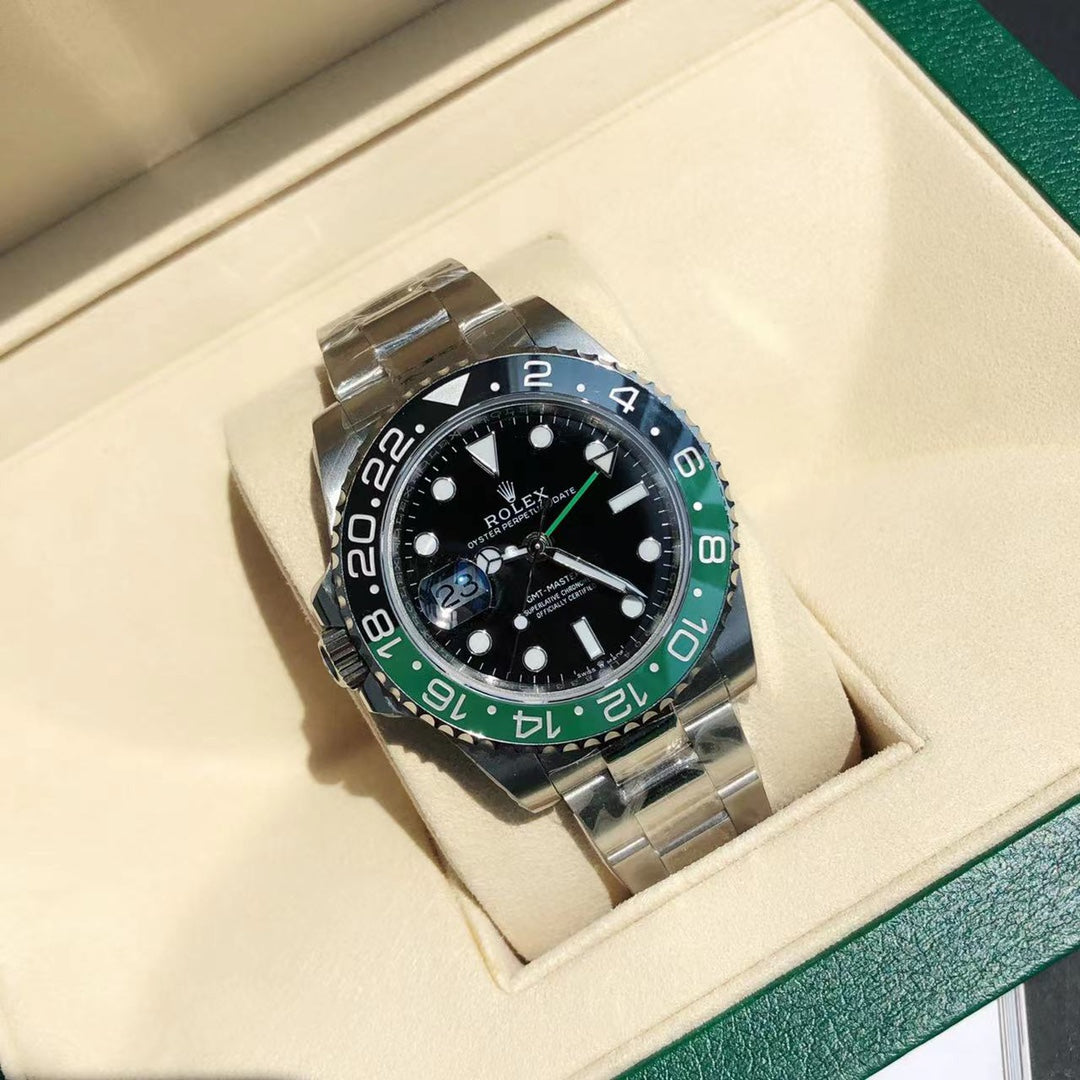 Rolex watch 雪碧 左撇子 格林尼治型GMT Ｖ4 黑绿陶瓷圈 直径：40mm