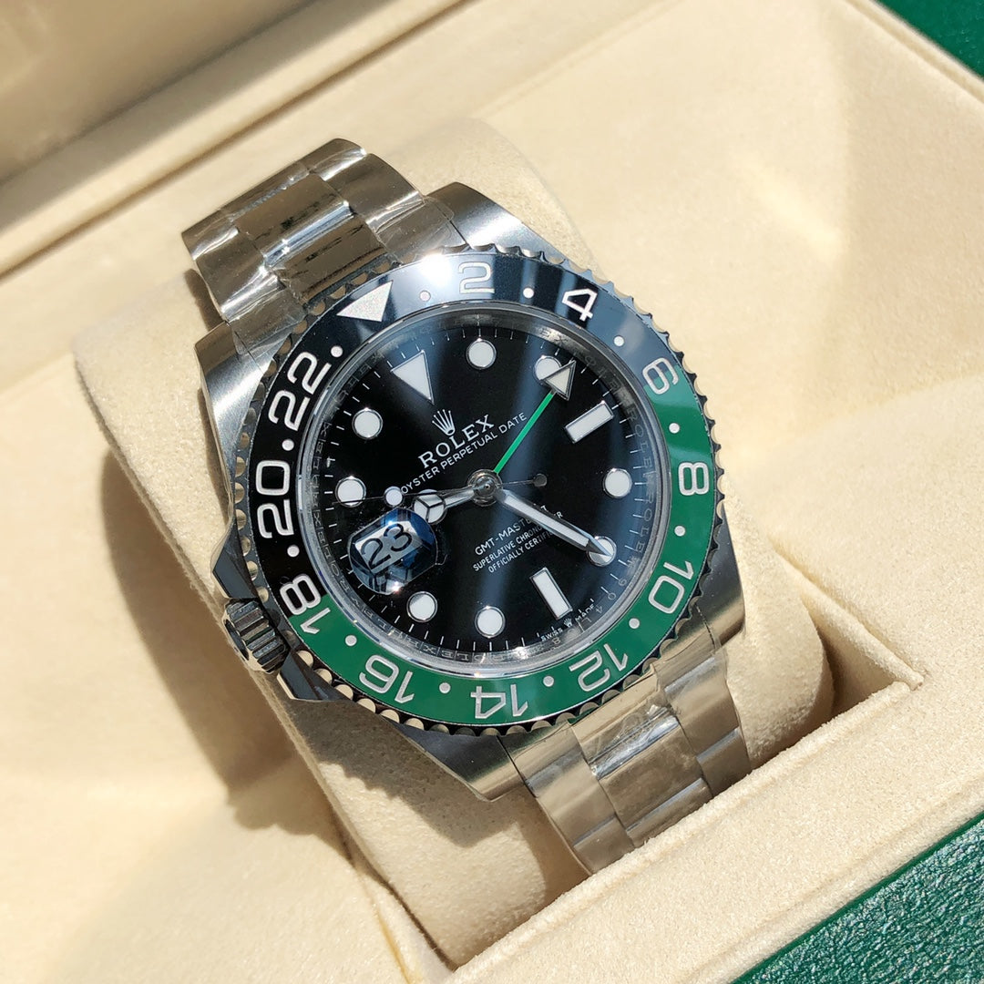 Rolex watch 雪碧 左撇子 格林尼治型GMT Ｖ4 黑绿陶瓷圈 直径：40mm
