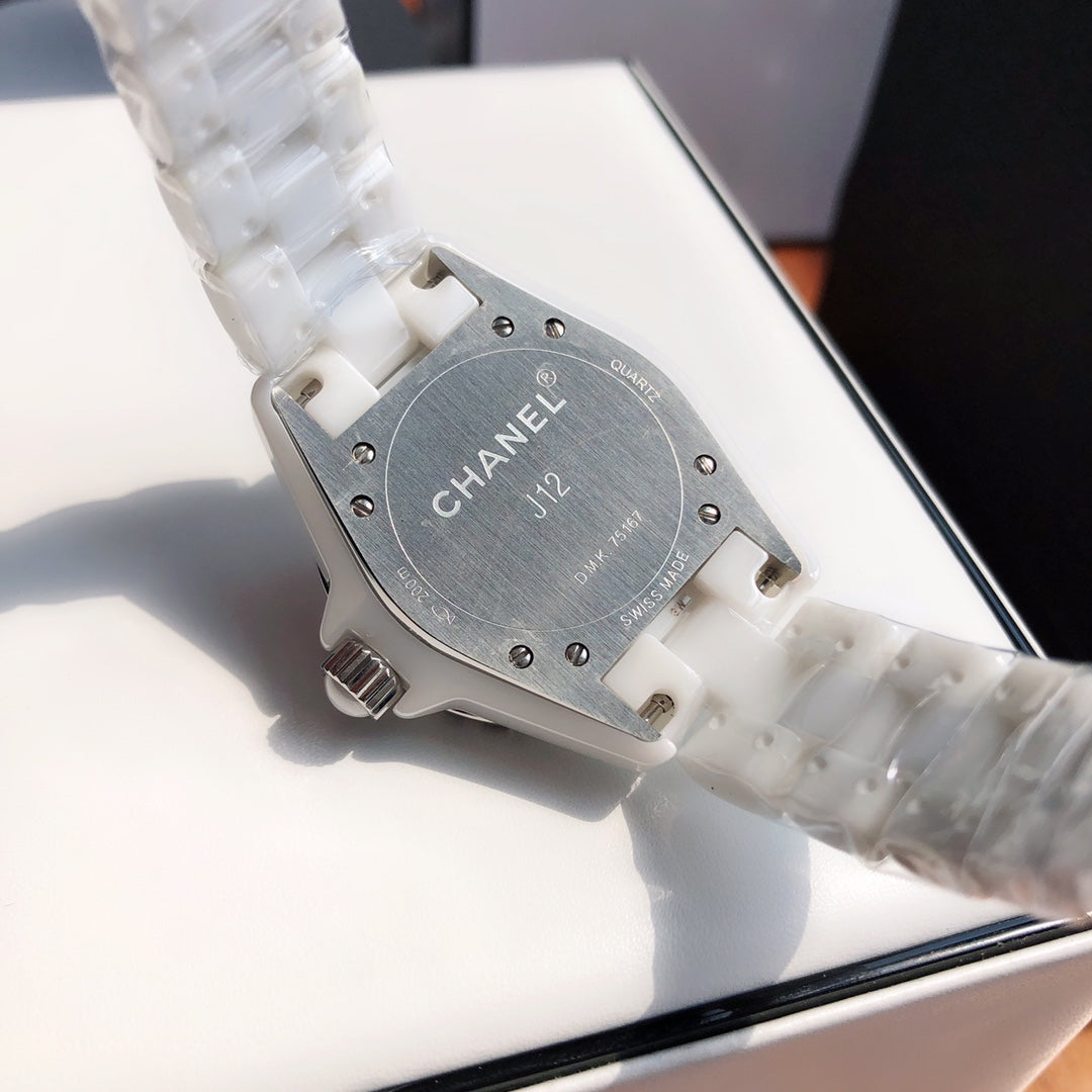 Chanel watch J12系列33mm钢盖女款腕表 数字粉色表圈