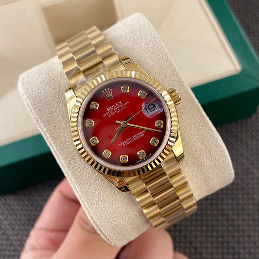 Rolex watch 女款31mm尺寸日志型腕表 烟熏红 超级显贵气款 定制真钻款