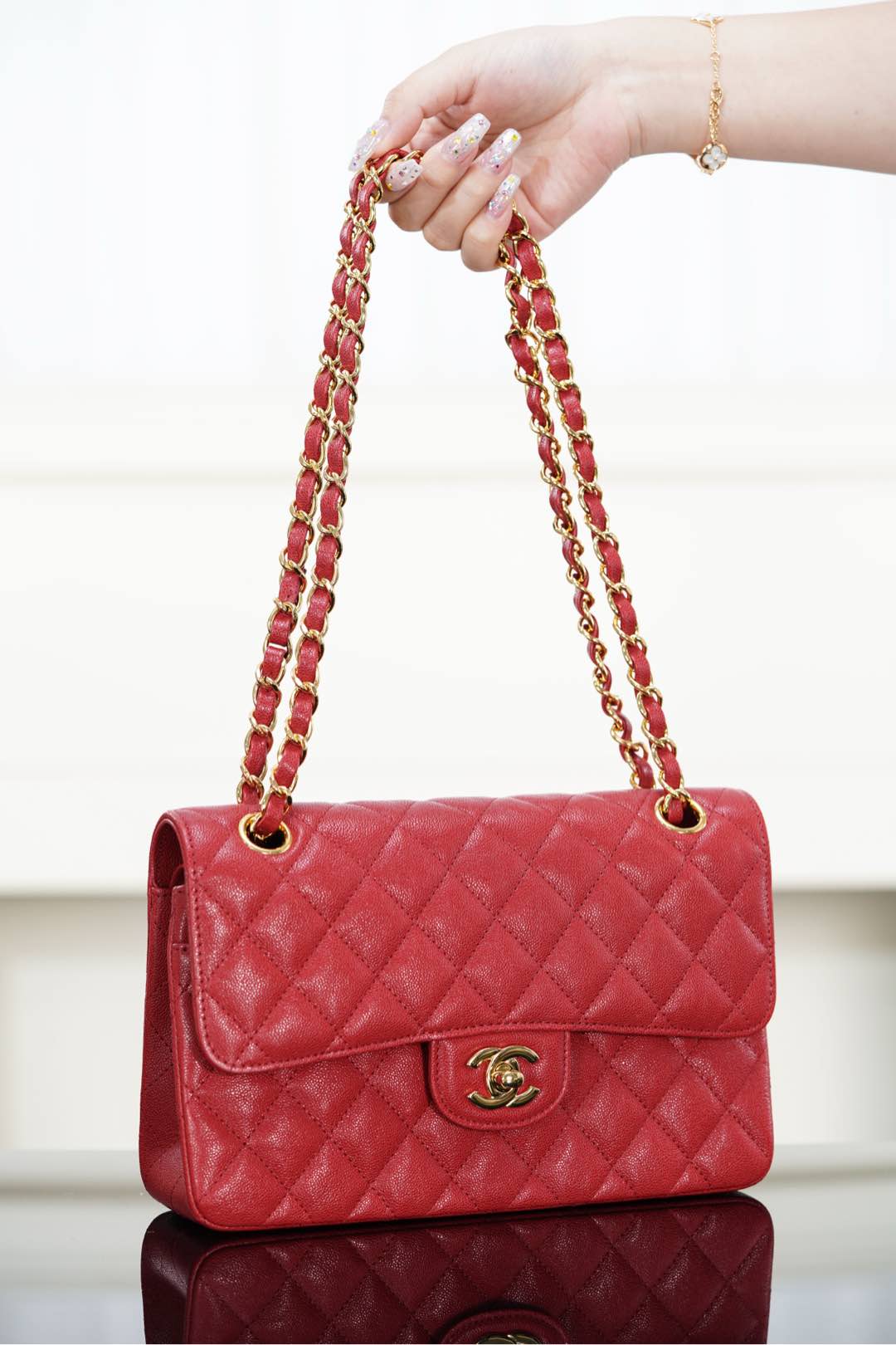 Chanel 𝐂𝐥𝐚𝐬𝐬𝐢𝐜 𝐅𝐥𝐚𝐩  经典口盖包 正品胎牛皮 中国红🇨🇳 小号