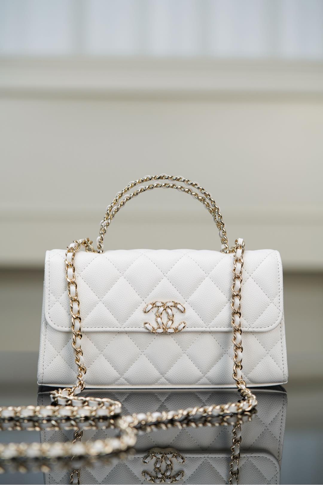 Chanel 25s 交叉手柄𝐤𝐞𝐥𝐥𝐲 白金🐂 横版