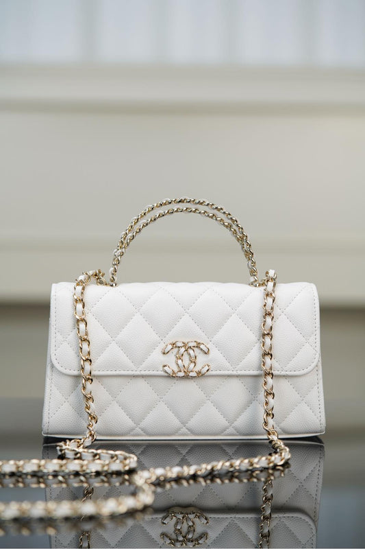 Chanel 25s 交叉手柄𝐤𝐞𝐥𝐥𝐲 白金🐂 横版