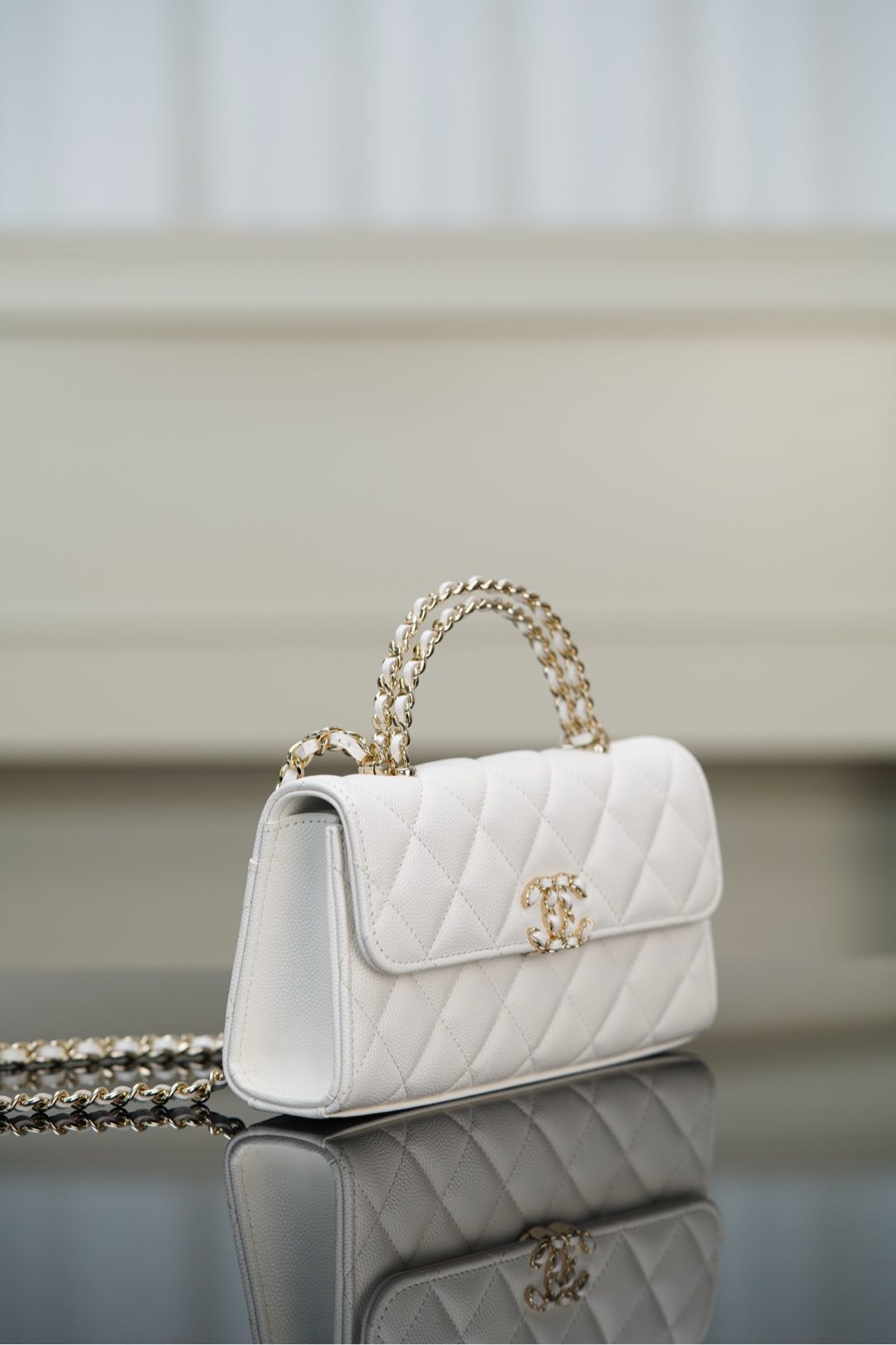 Chanel 25s 交叉手柄𝐤𝐞𝐥𝐥𝐲 白金🐂 横版
