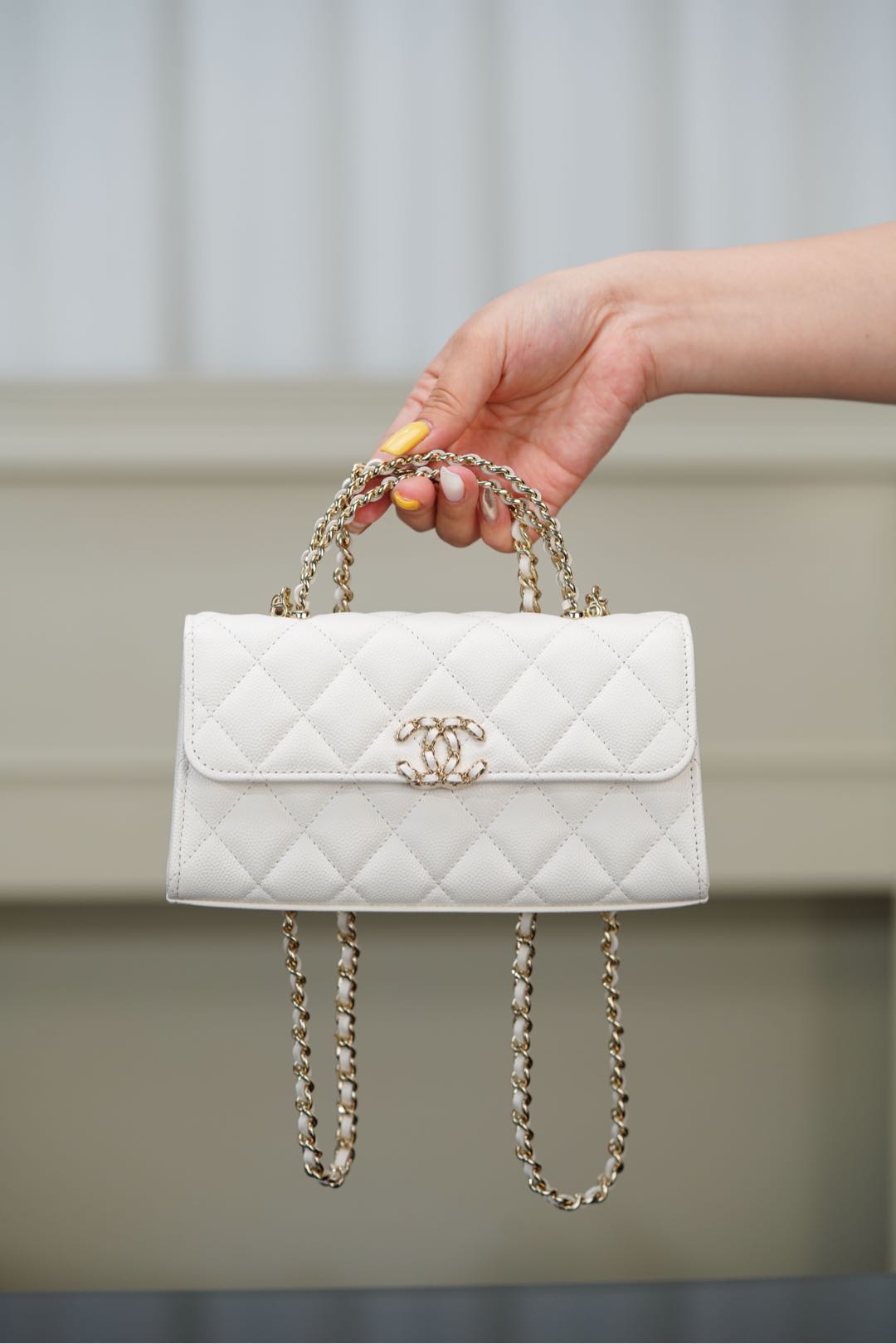 Chanel 25s 交叉手柄𝐤𝐞𝐥𝐥𝐲 白金🐂 横版