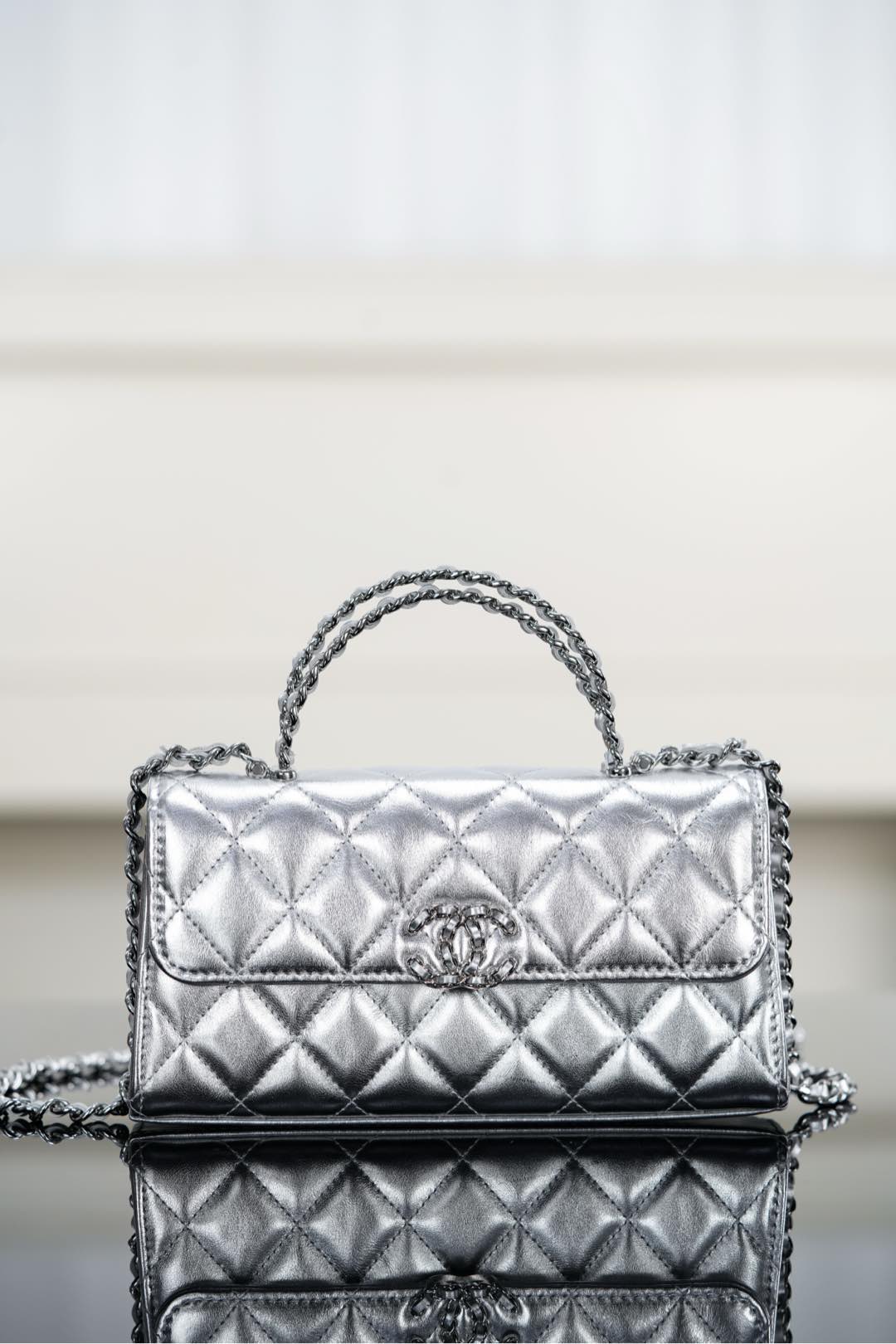 Chanel 25s 交叉手柄𝐤𝐞𝐥𝐥𝐲 银色🐂 横版