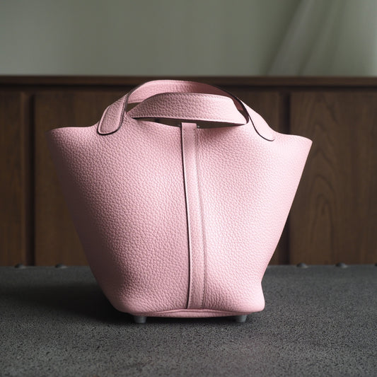 Hermes Picotin 18cm 3Q/樱花粉/Rose Sakura Clemence leather Palladium hardware