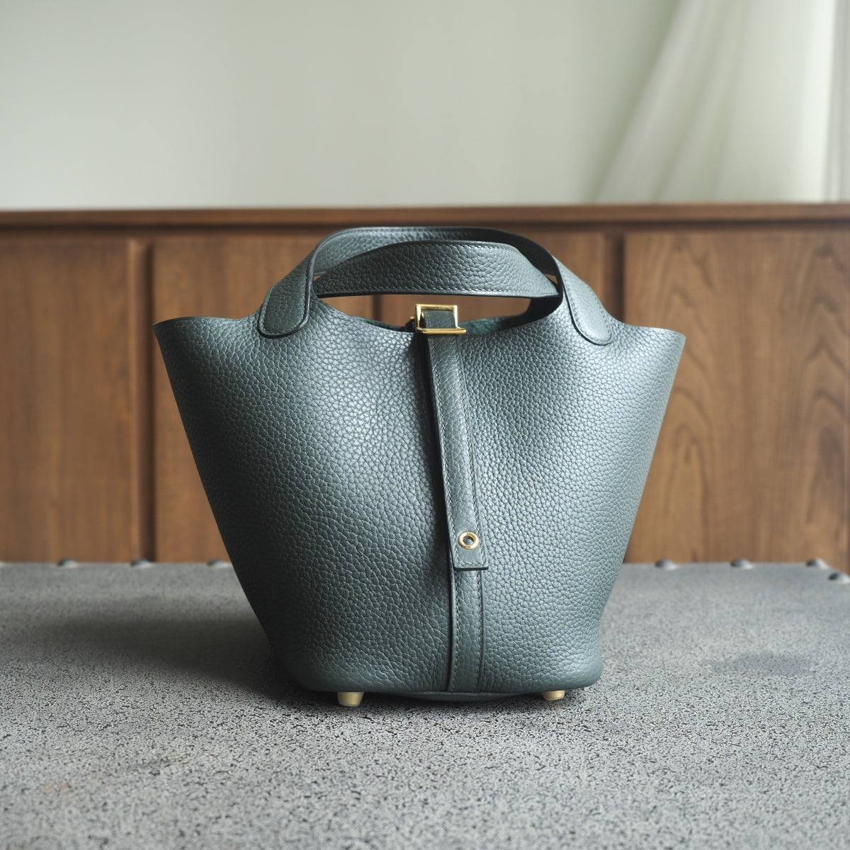 Hermes Picotin 18cm 6O/松柏绿/Vert cypres Clemence leather Gold hardware